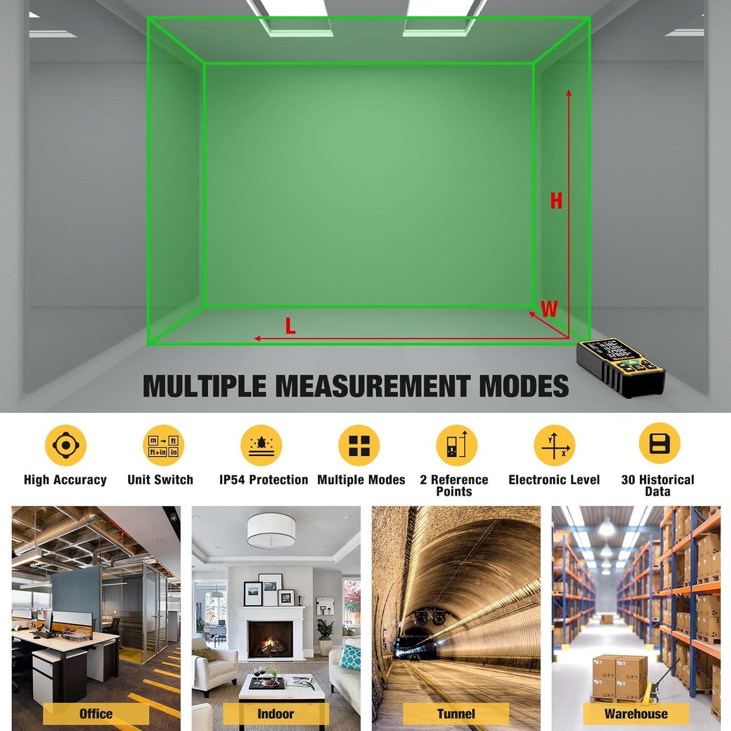 Medidor Láser DegLasers 229FT Verde 69.8m con Sensor de Ángulo