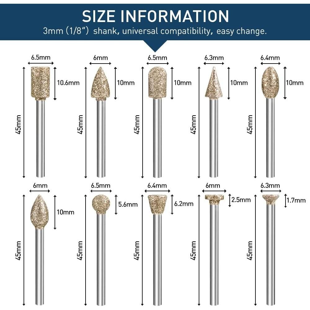 Juego de Puntas de Pulido de Diamante Shengbenhao 20 Pcs