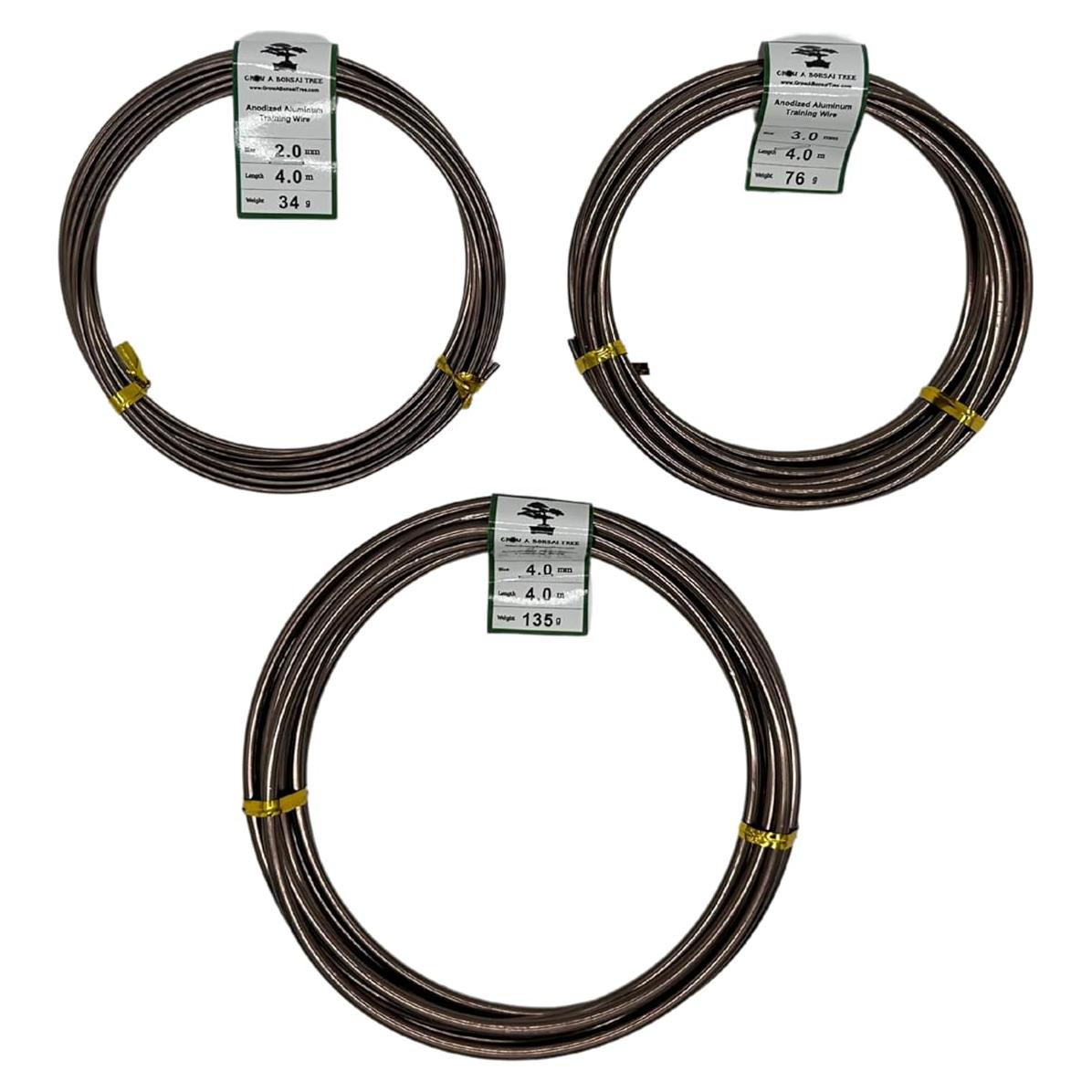 Juego de Alambre de Bonsái Anodizado 3 Tamaños 2mm 3mm 4mm