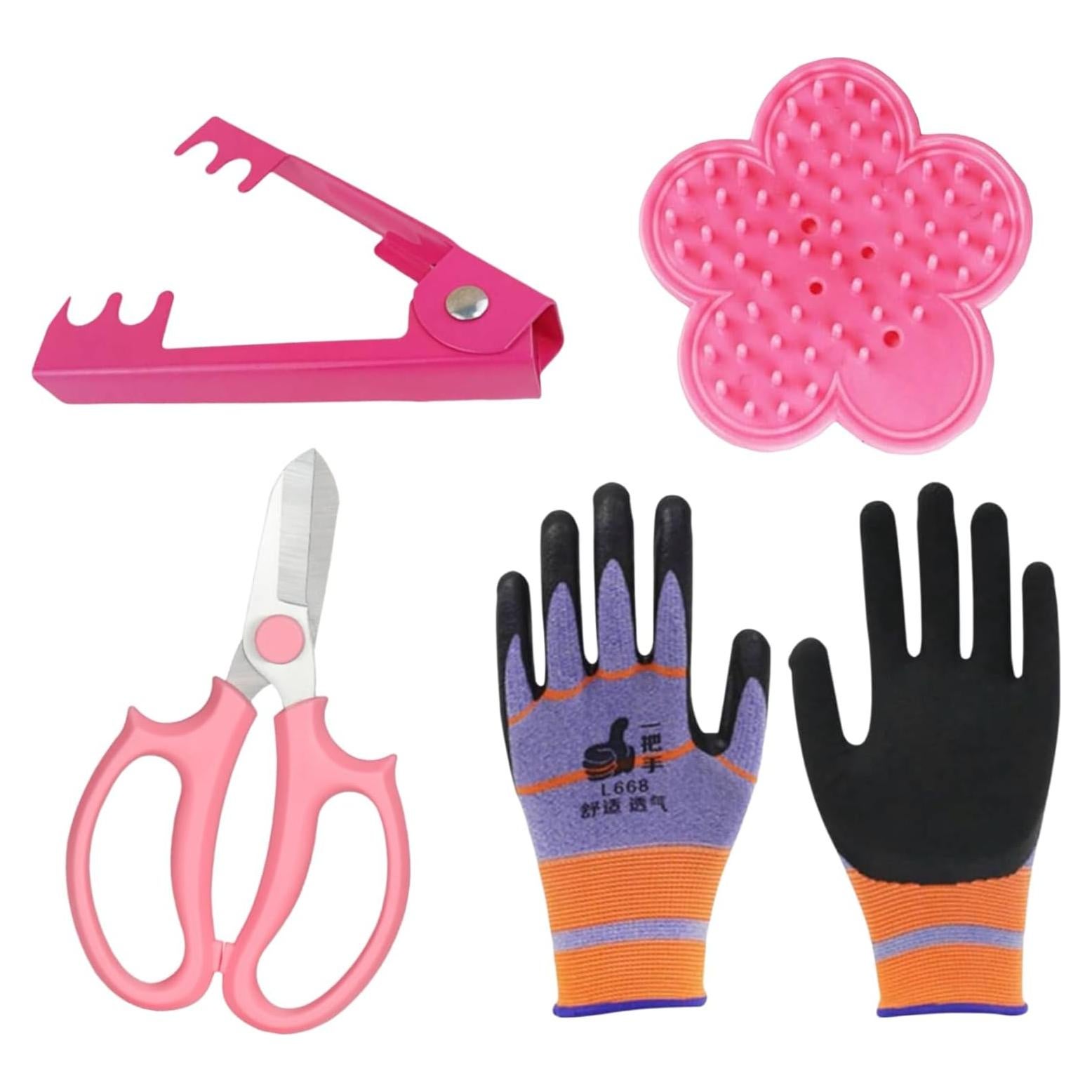Juego de herramientas de jardín 4 piezas Fanbay - Desespinador, guantes y tijeras
