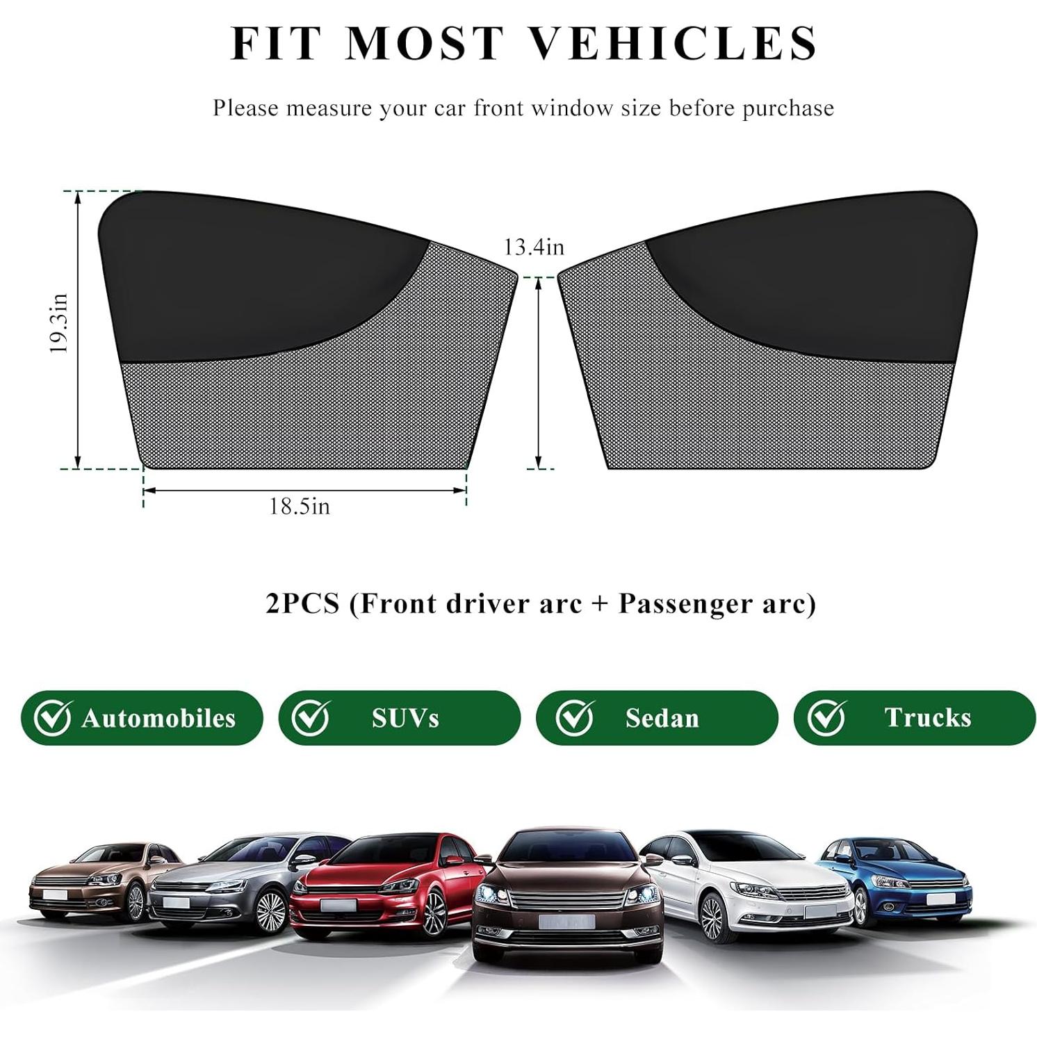 Cortinas para Ventanas de Coche MUQIDA 2PCS Doble Capa UV
