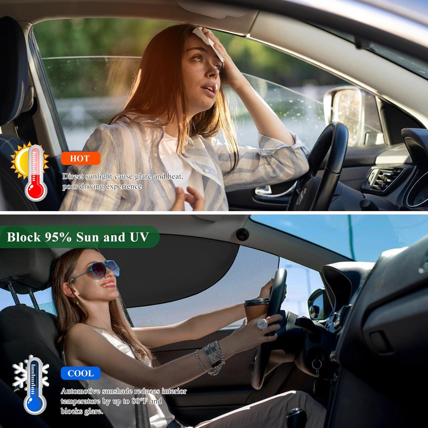 Cortinas para Ventanas de Coche MUQIDA 2PCS Doble Capa UV