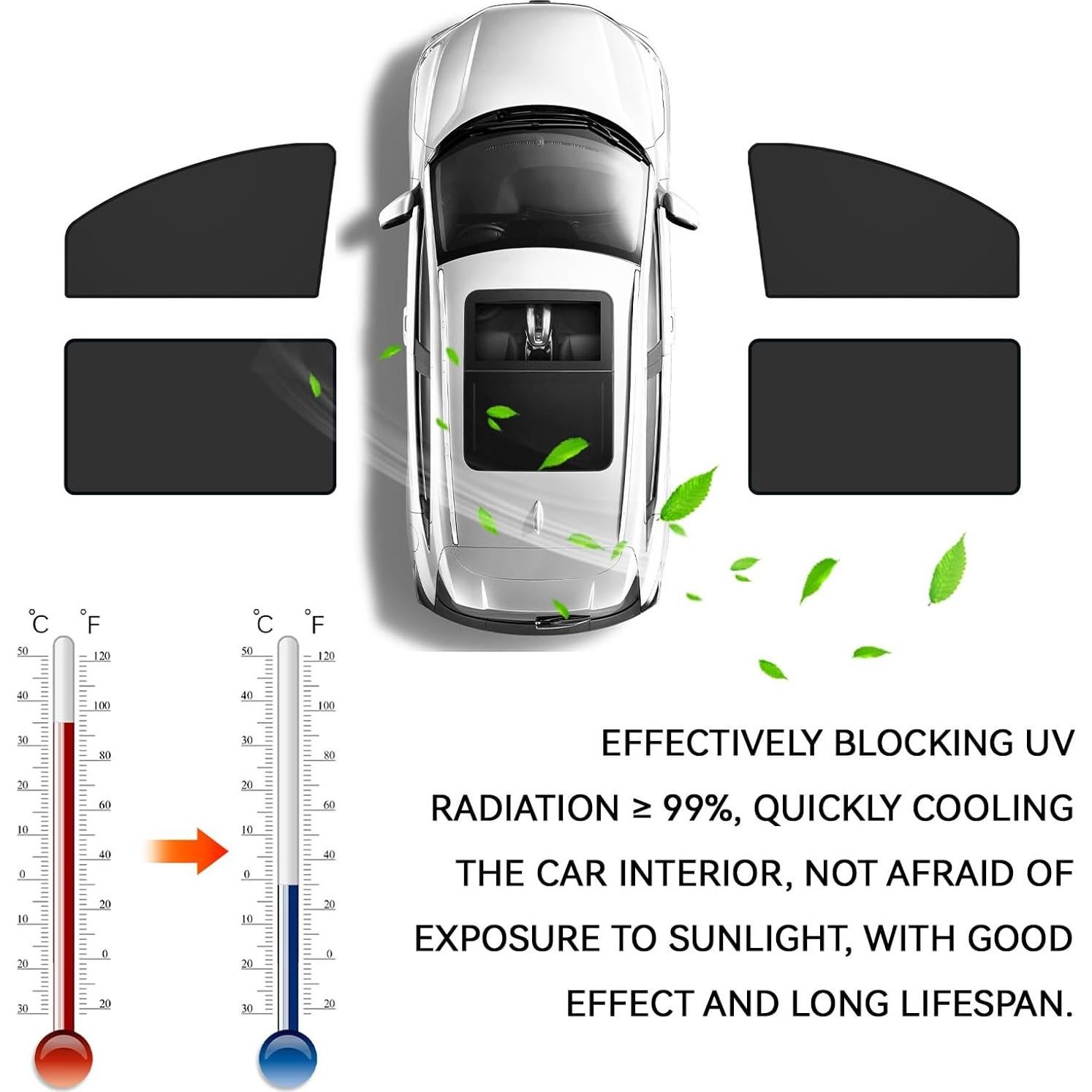 Cortinas Sombra Solar para Auto SamWinGear 4PCS UV 99%