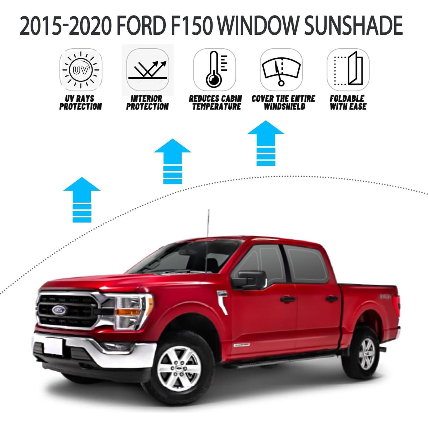 Protector Solar D-Lumina para Ventanas Ford F150 2015-2020 - Paquete de 4