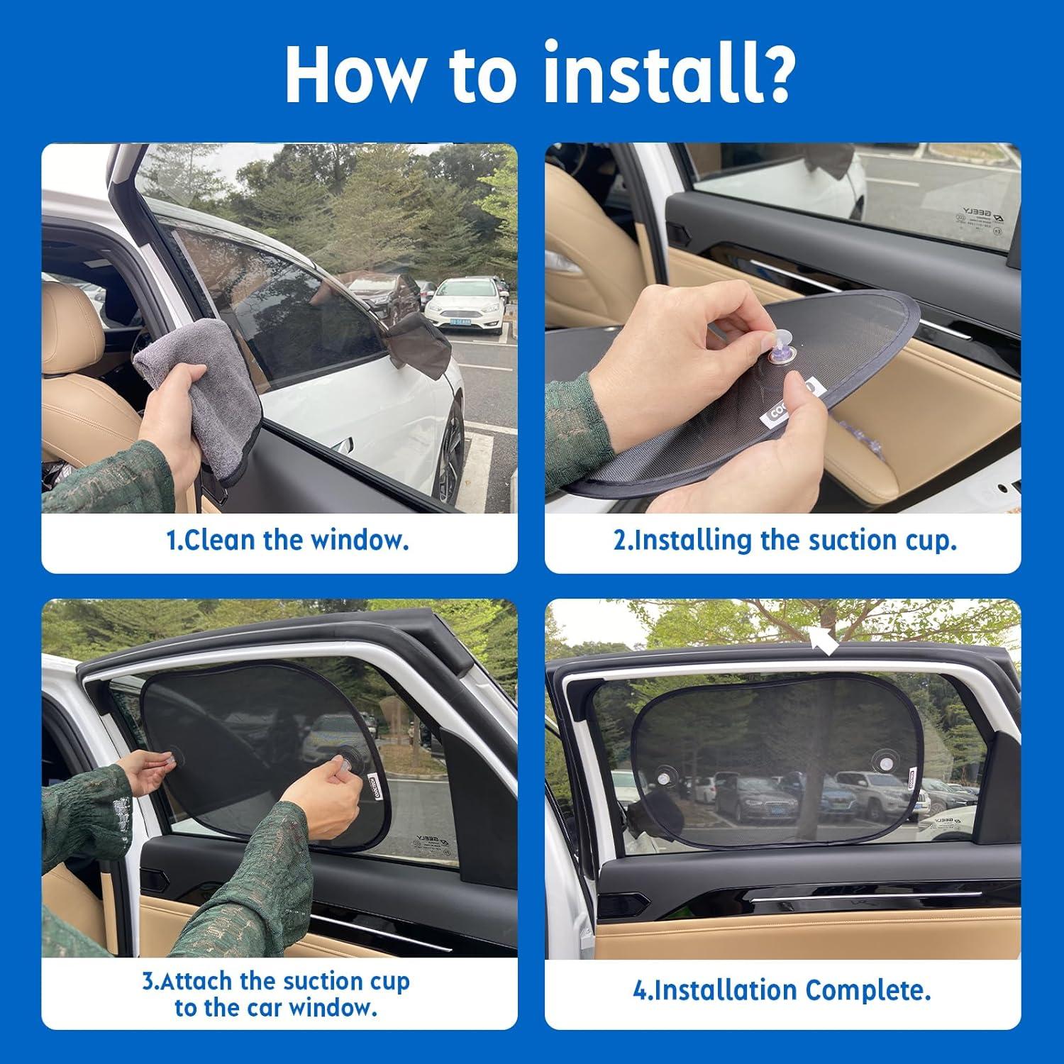 Sombrillas para Ventanas de Auto COOCTECH 48x30 cm (4 Pzas)