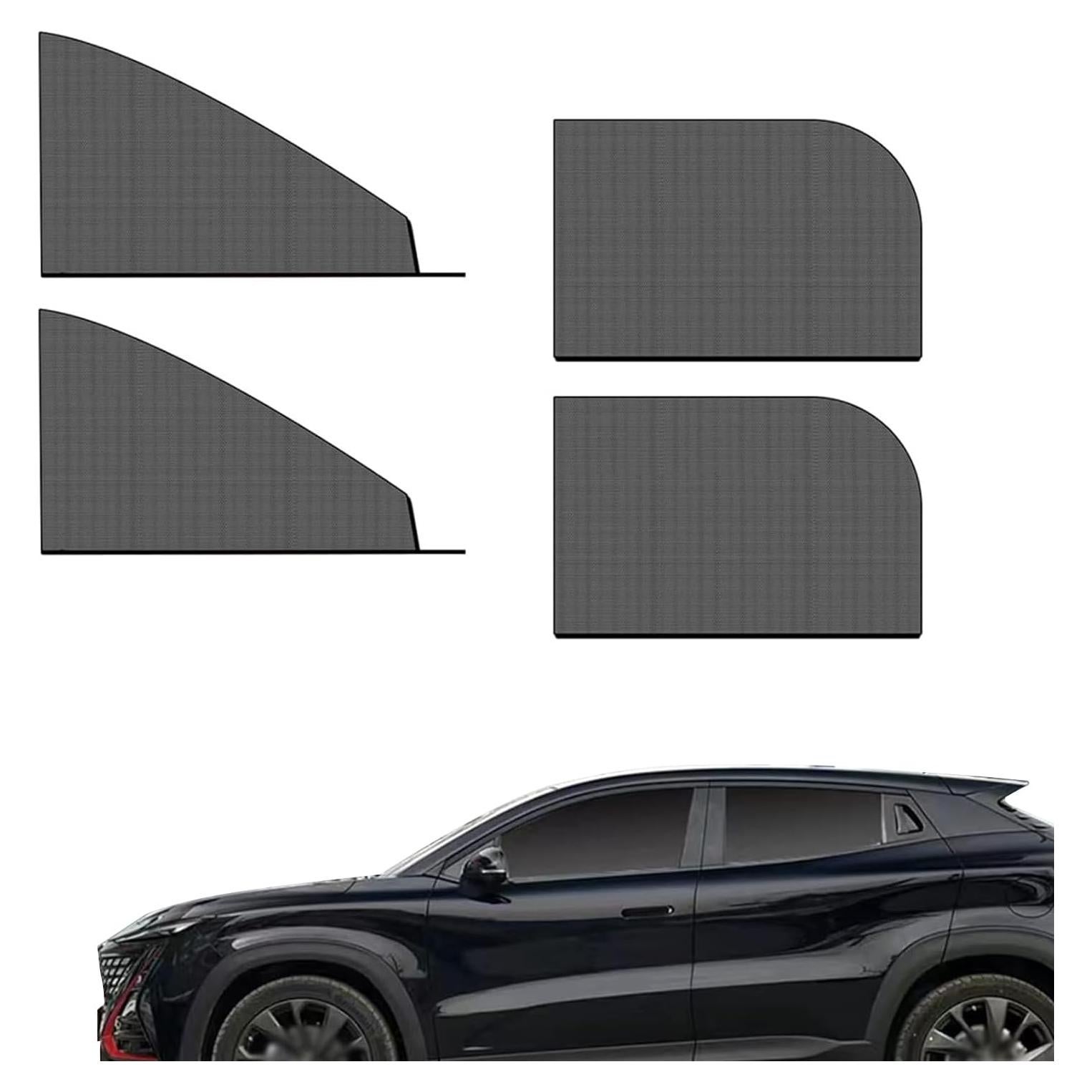 4 Sombrillas para Ventanas Laterales de Coche Flygun Negro