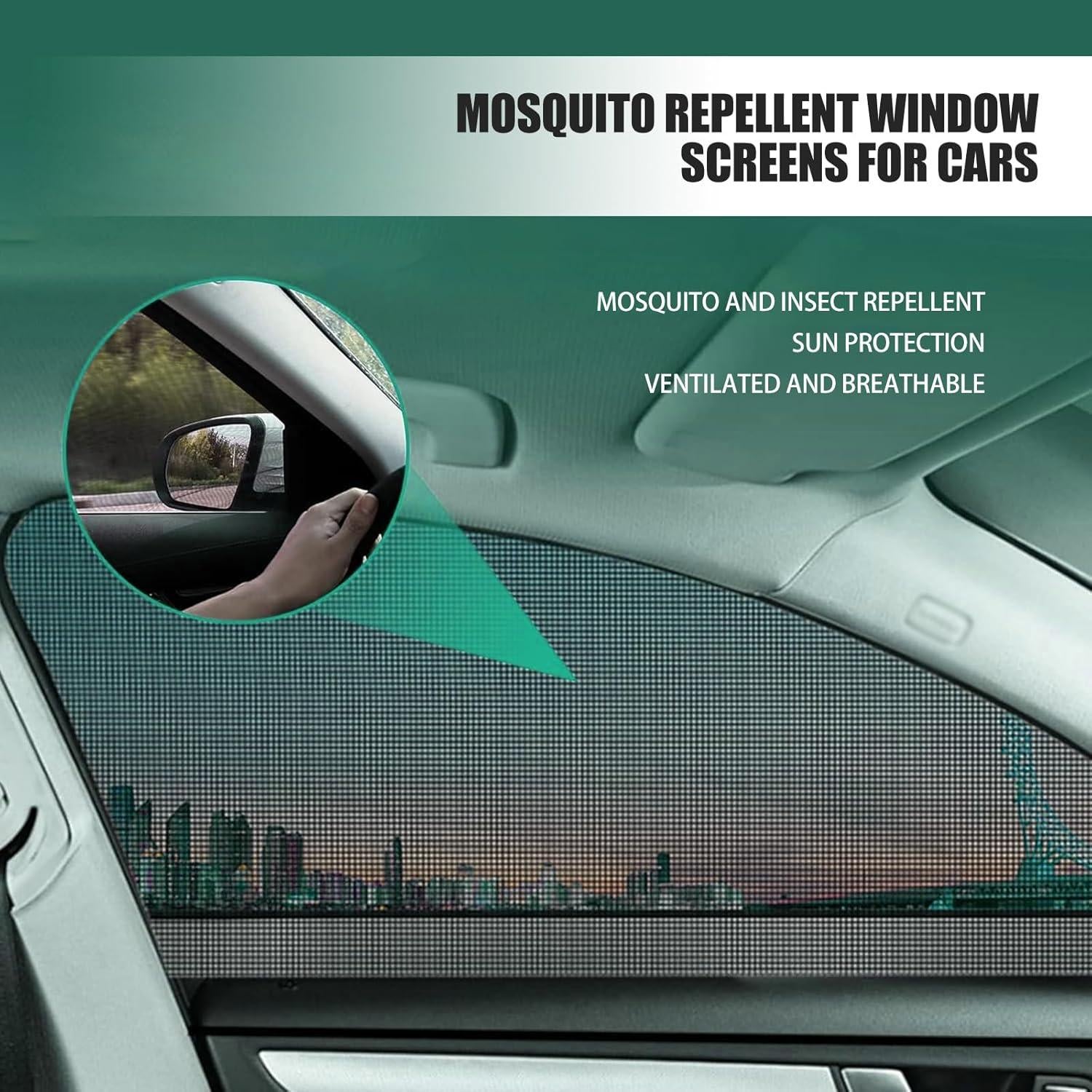 4 Sombrillas para Ventanas Laterales de Coche Flygun Negro