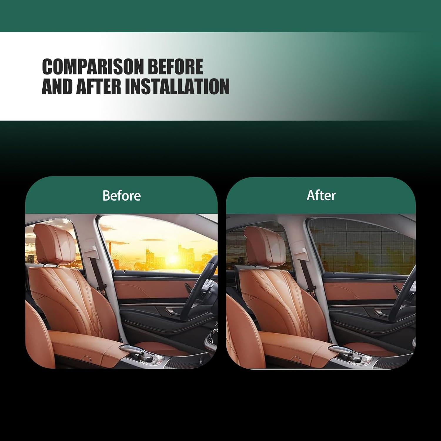 4 Sombrillas para Ventanas Laterales de Coche Flygun Negro