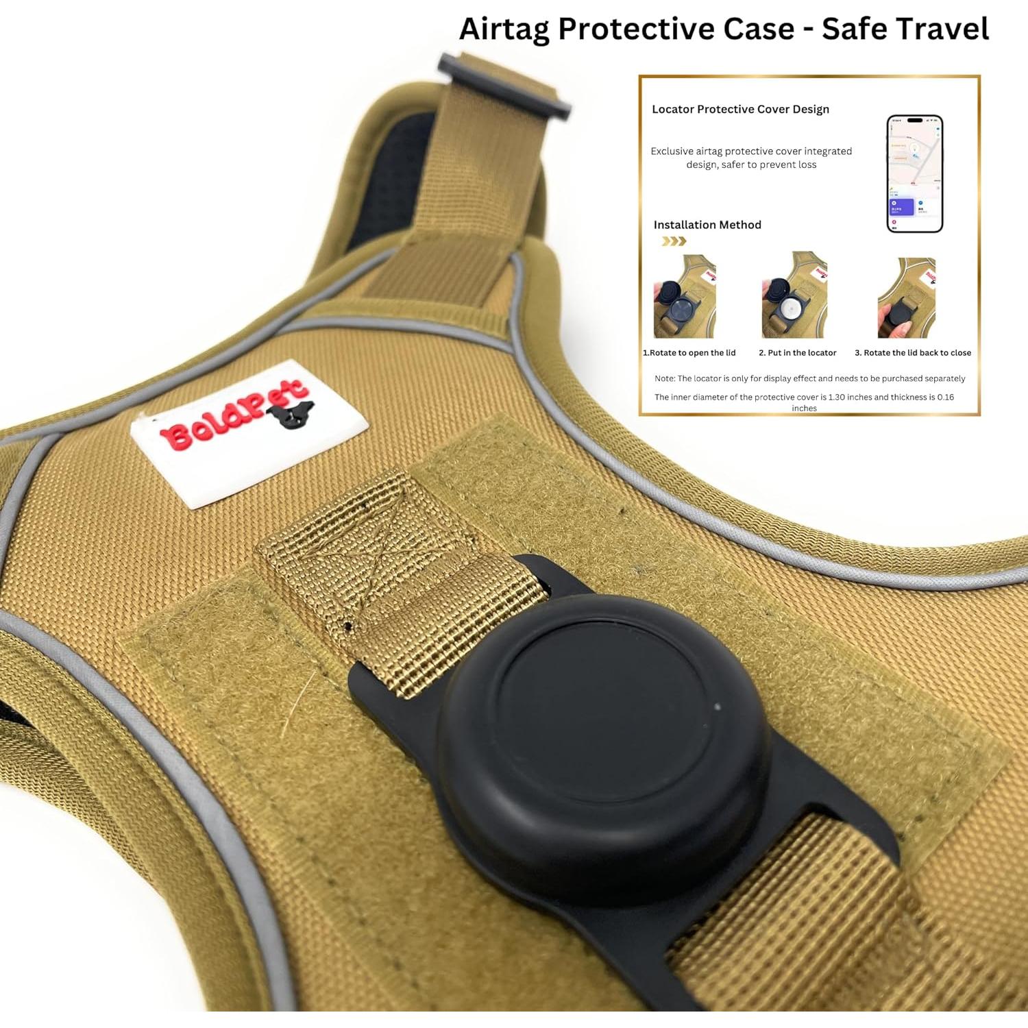 Arnés para Perro BOLDPET con Soporte para Airtag - Grande KHAKI