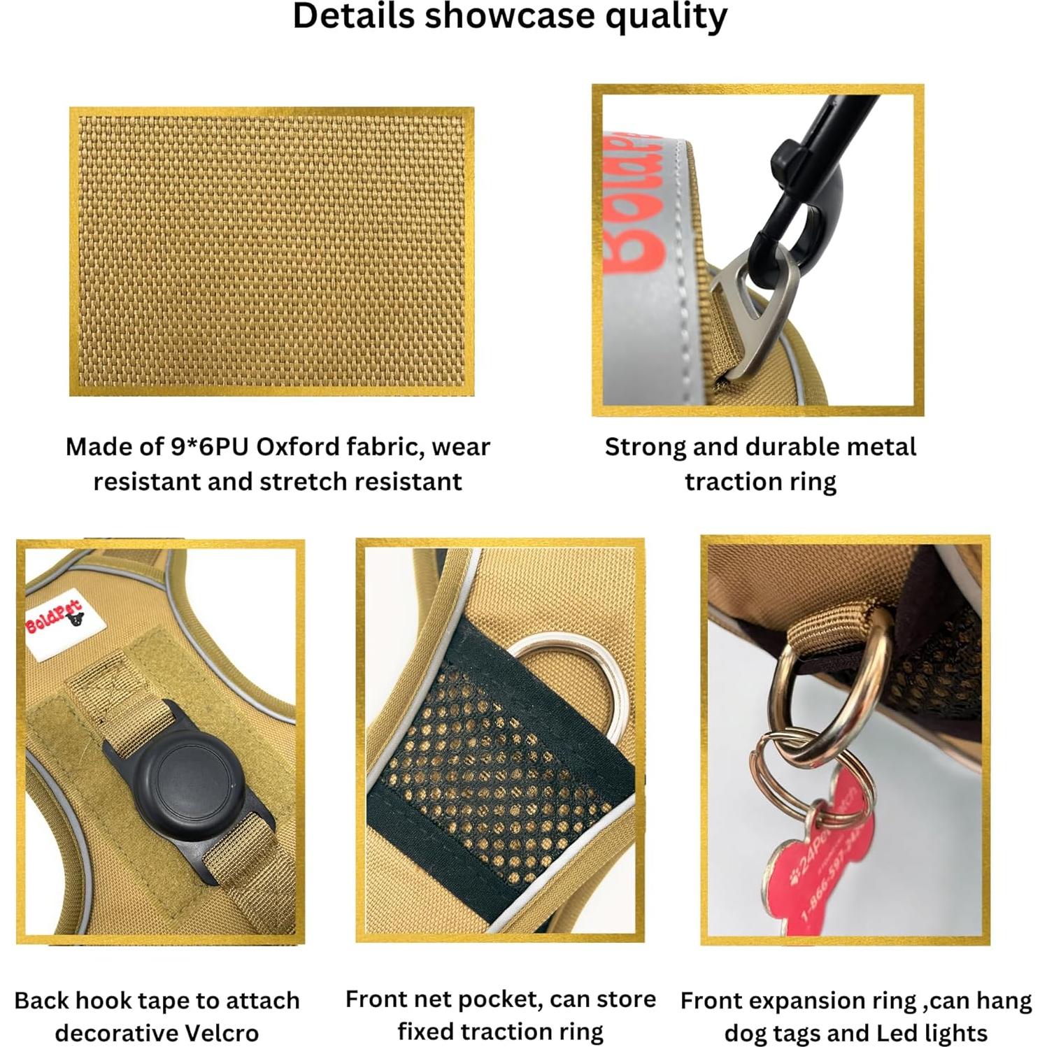 Arnés para Perro BOLDPET con Soporte para Airtag - Grande KHAKI