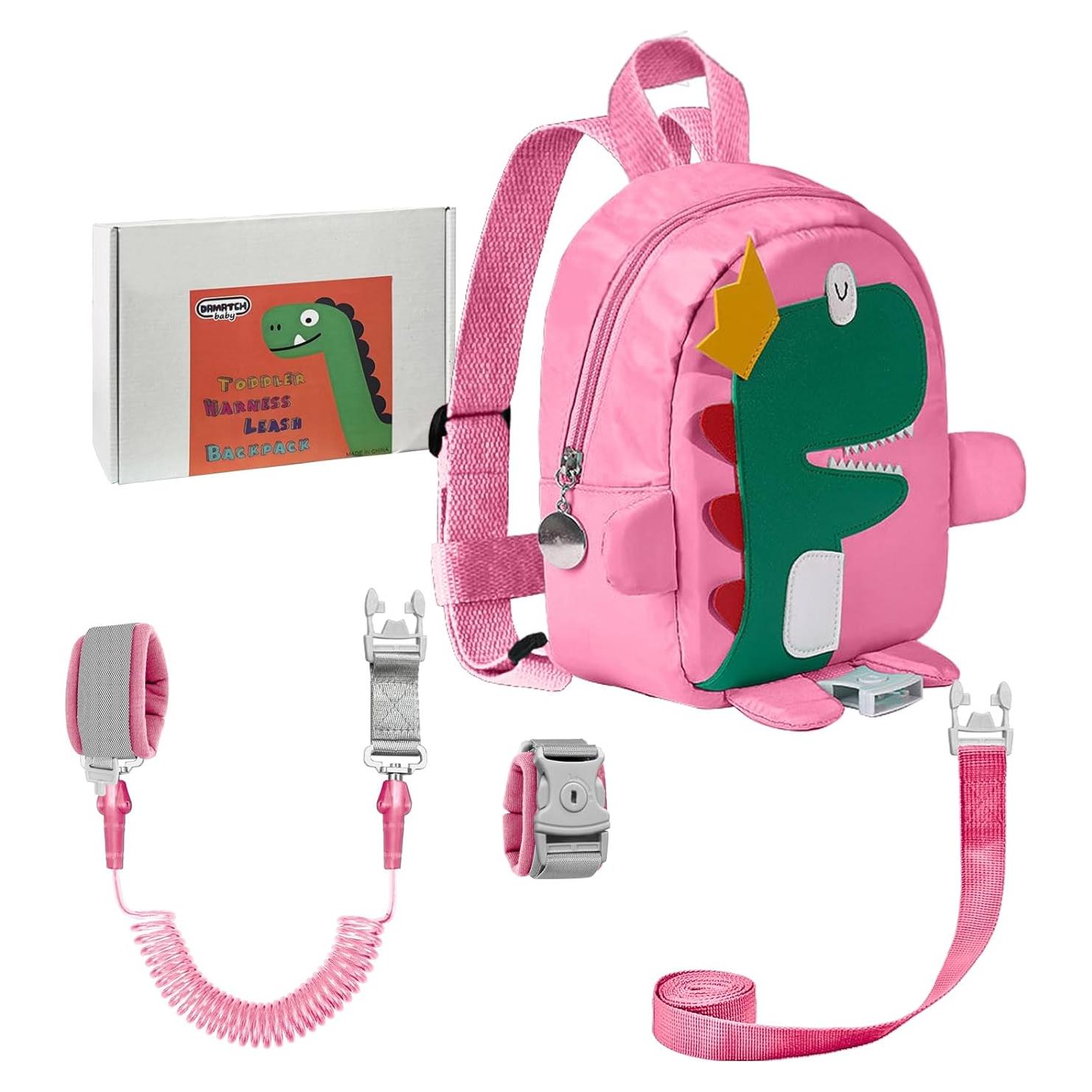Arnés de Seguridad para Niños 3 en 1 con Mochila Dinosaurio Rosa