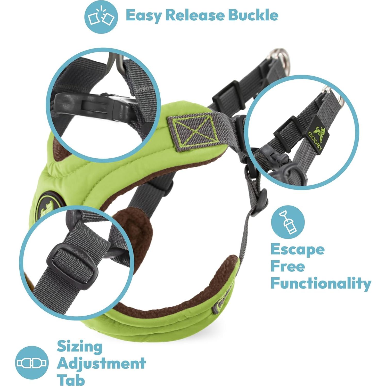 Arnés Gooby Escape Free Viscoelástico Rojo Pequeño 30-47 cm