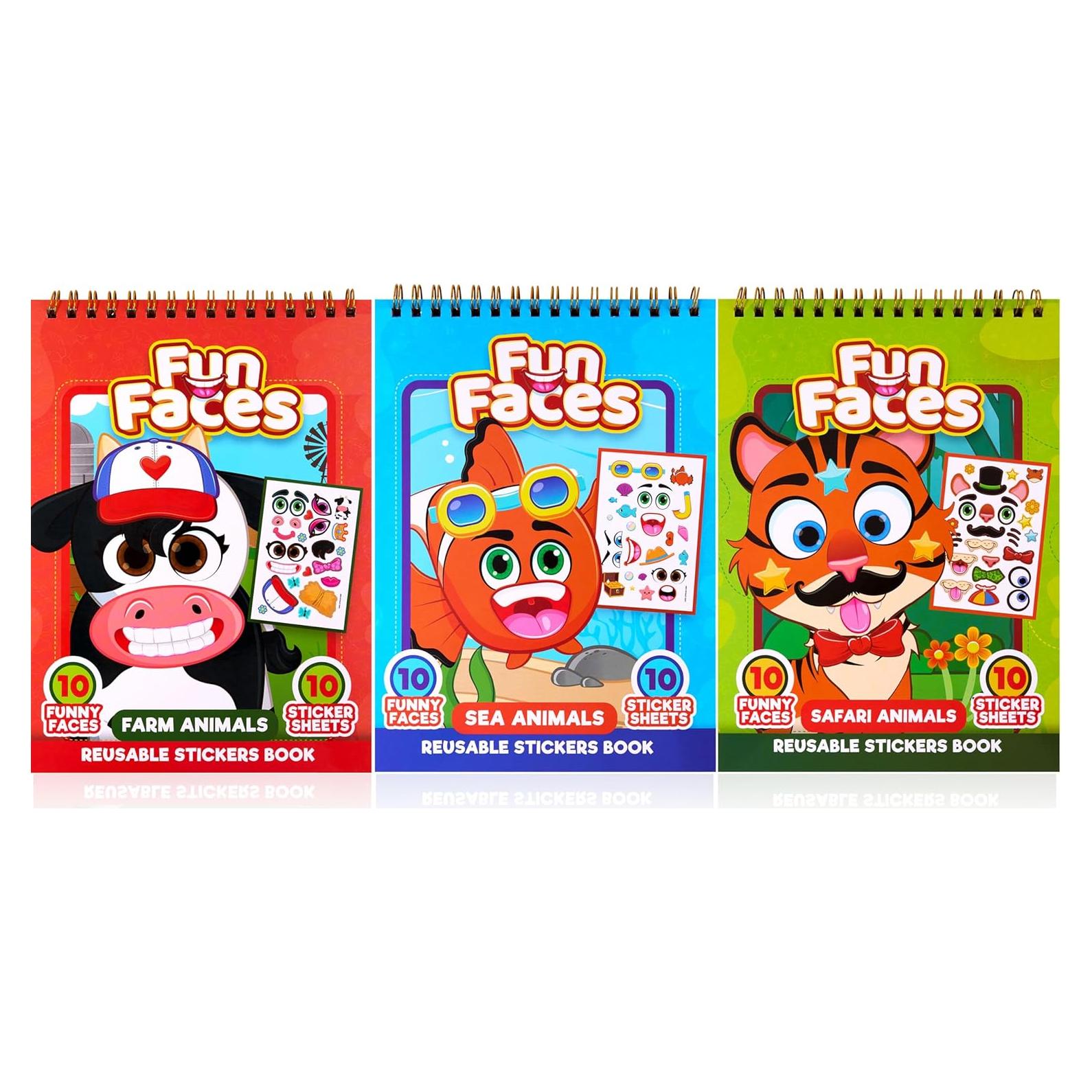 Libros de Calcomanías Reutilizables JOYIN - Safari, Granja, Mar