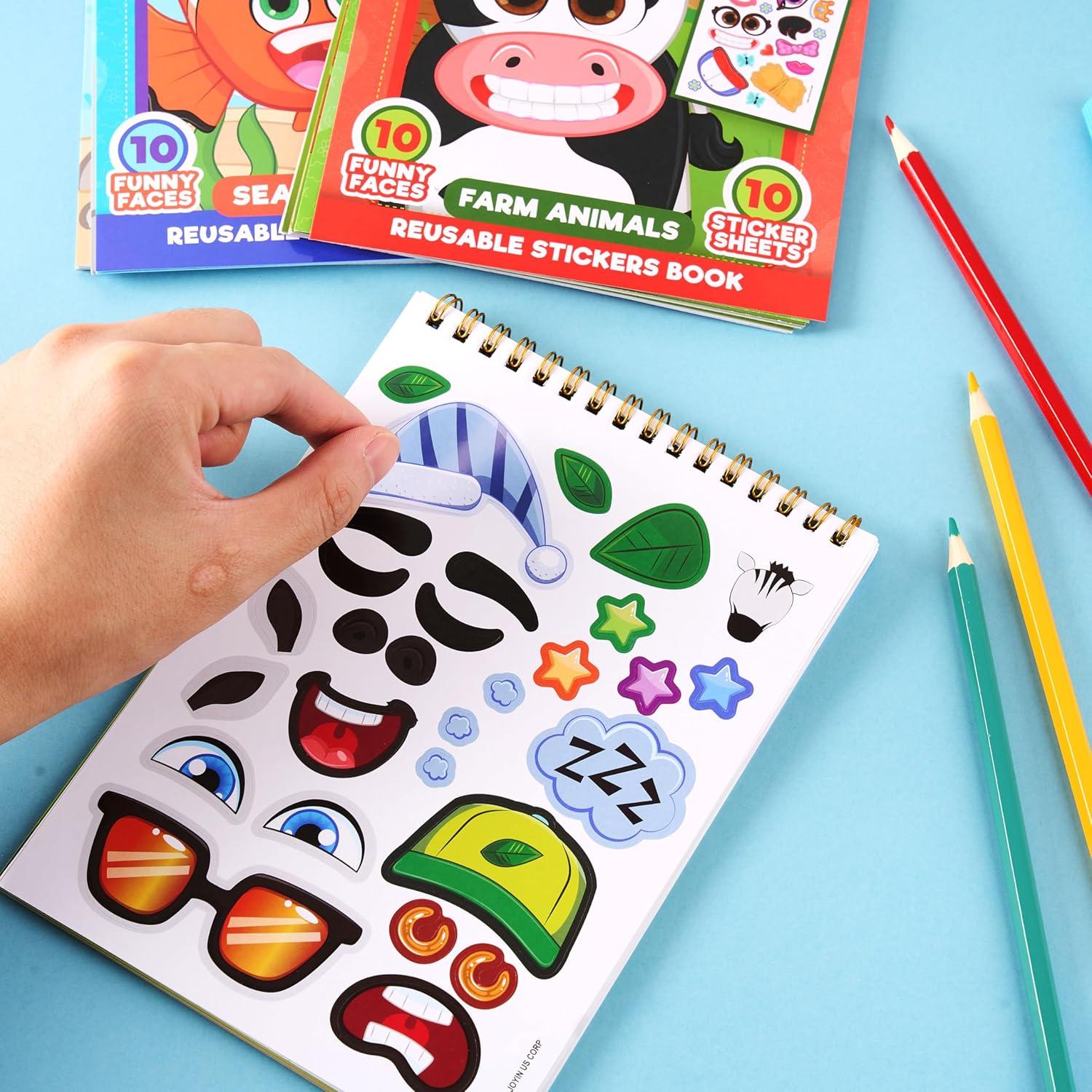 Libros de Calcomanías Reutilizables JOYIN - Safari, Granja, Mar