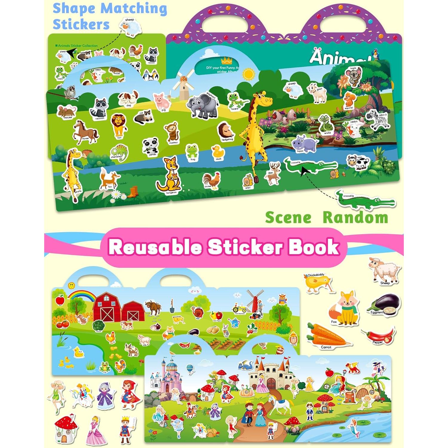 Libro de Pegatinas Reutilizables Walenced 115 Piezas 2-4 Años