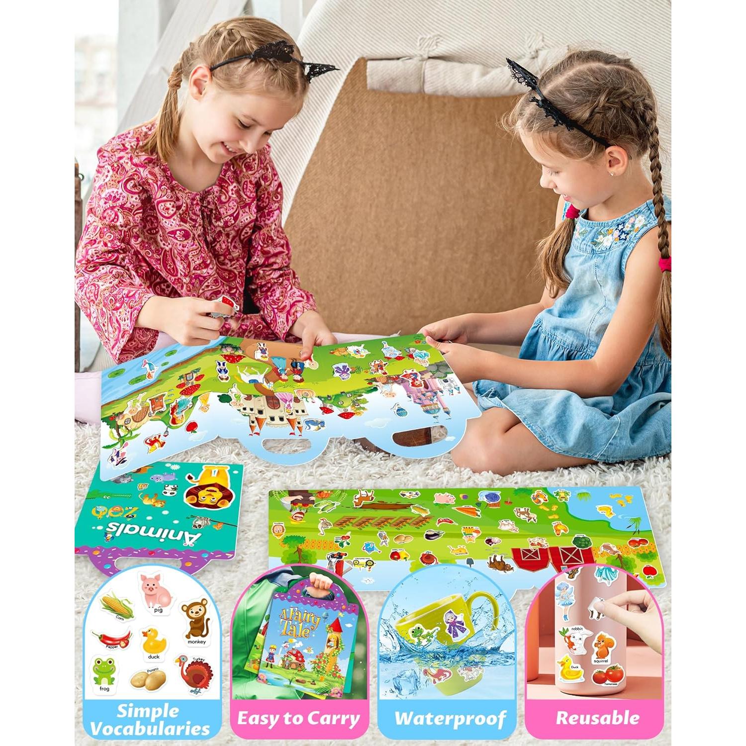 Libro de Pegatinas Reutilizables Walenced 115 Piezas 2-4 Años