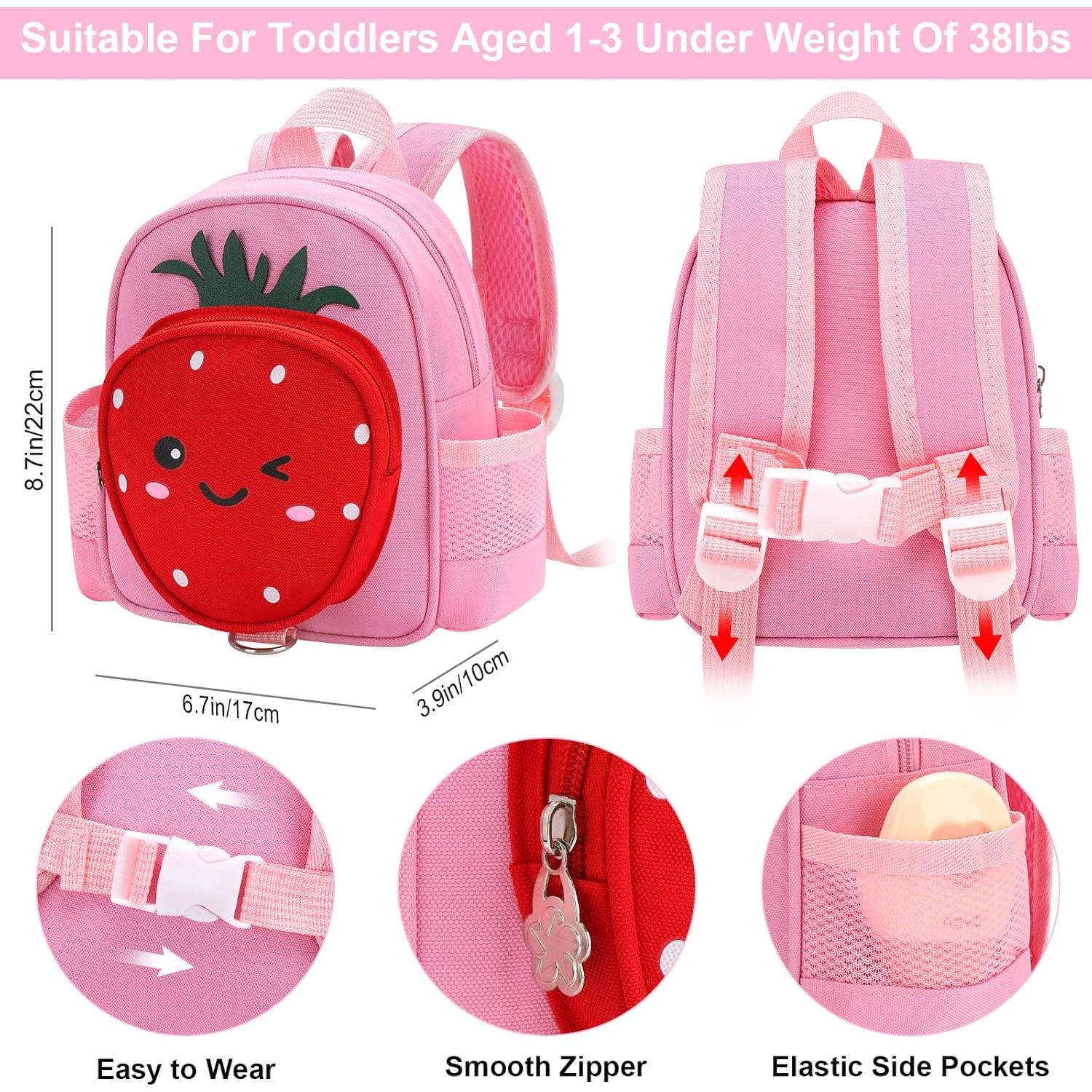 Mochila Infantil con Correa Accmor Fresa Rosa 1-3 Años