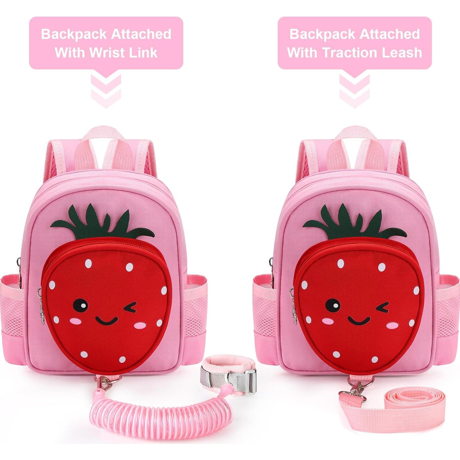 Mochila Infantil con Correa Accmor Fresa Rosa 1-3 Años