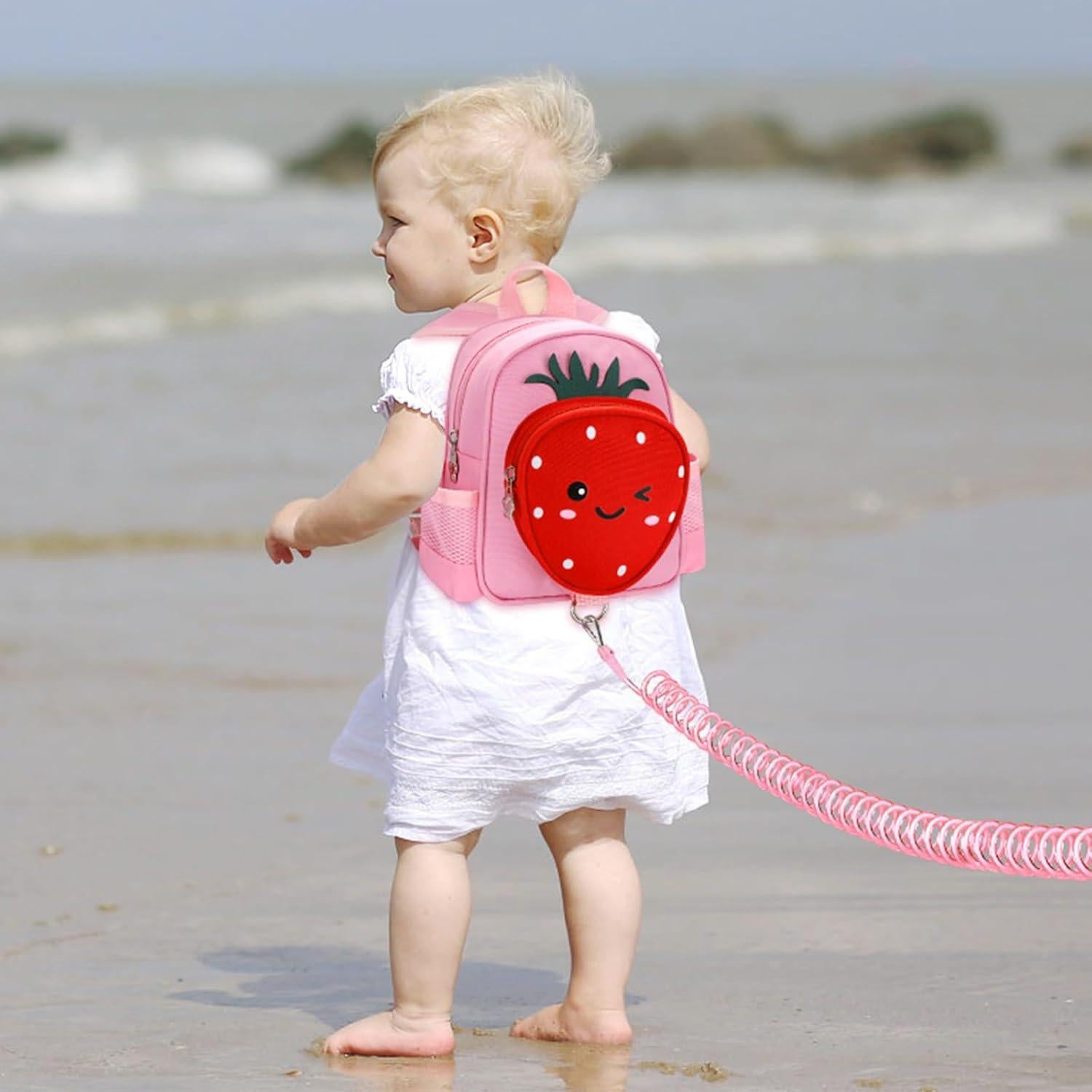 Mochila Infantil con Correa Accmor Fresa Rosa 1-3 Años