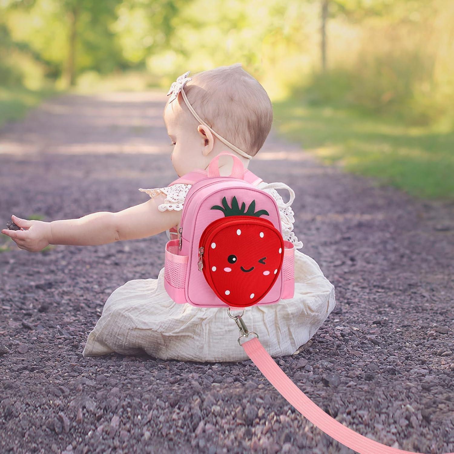Mochila Infantil con Correa Accmor Fresa Rosa 1-3 Años