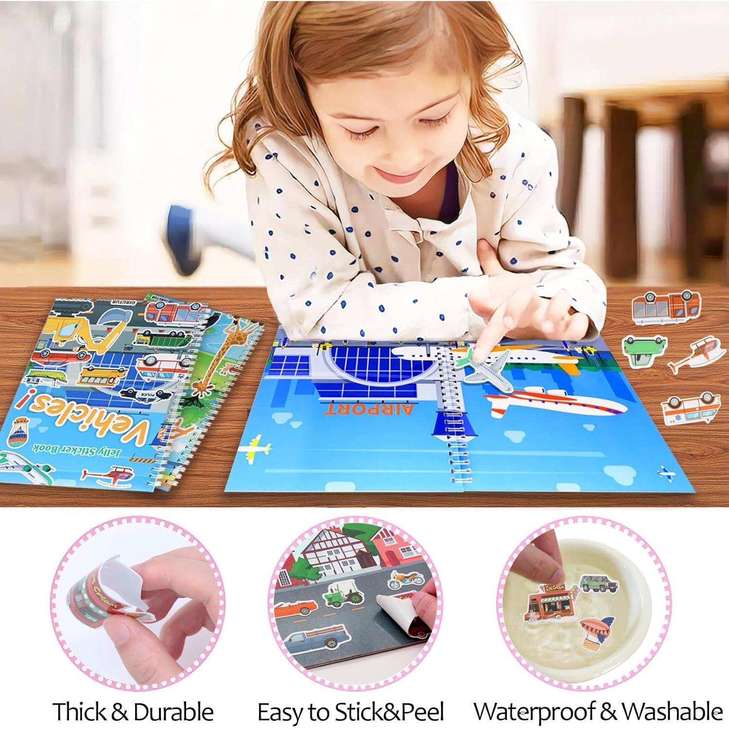 Libro de Pegatinas Reutilizables OIBUTUR Vehículos 42 Piezas