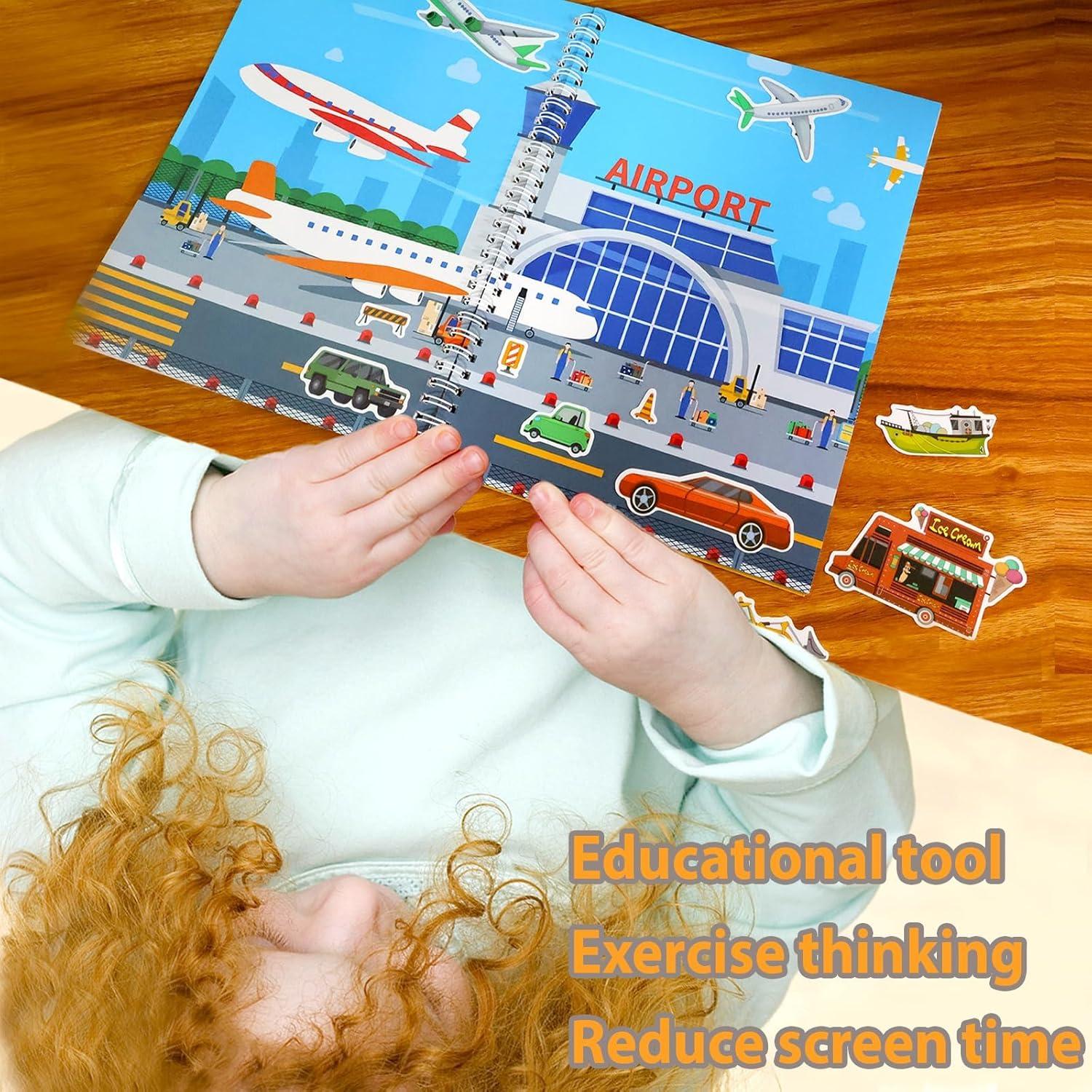 Libro de Pegatinas Reutilizables OIBUTUR Vehículos 42 Piezas