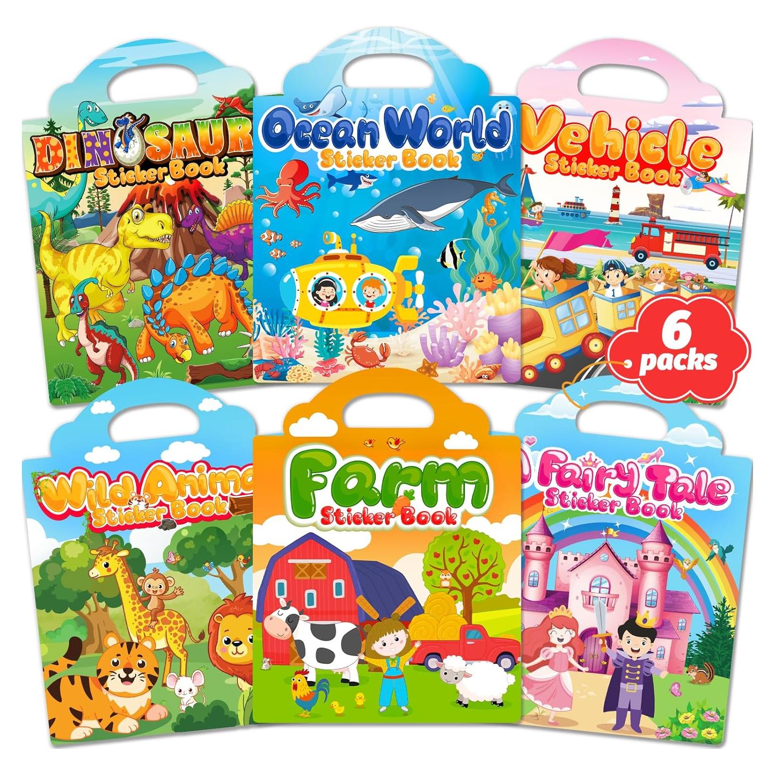 Libro de Pegatinas Reutilizables Walenced 6 Temas 2-4 Años