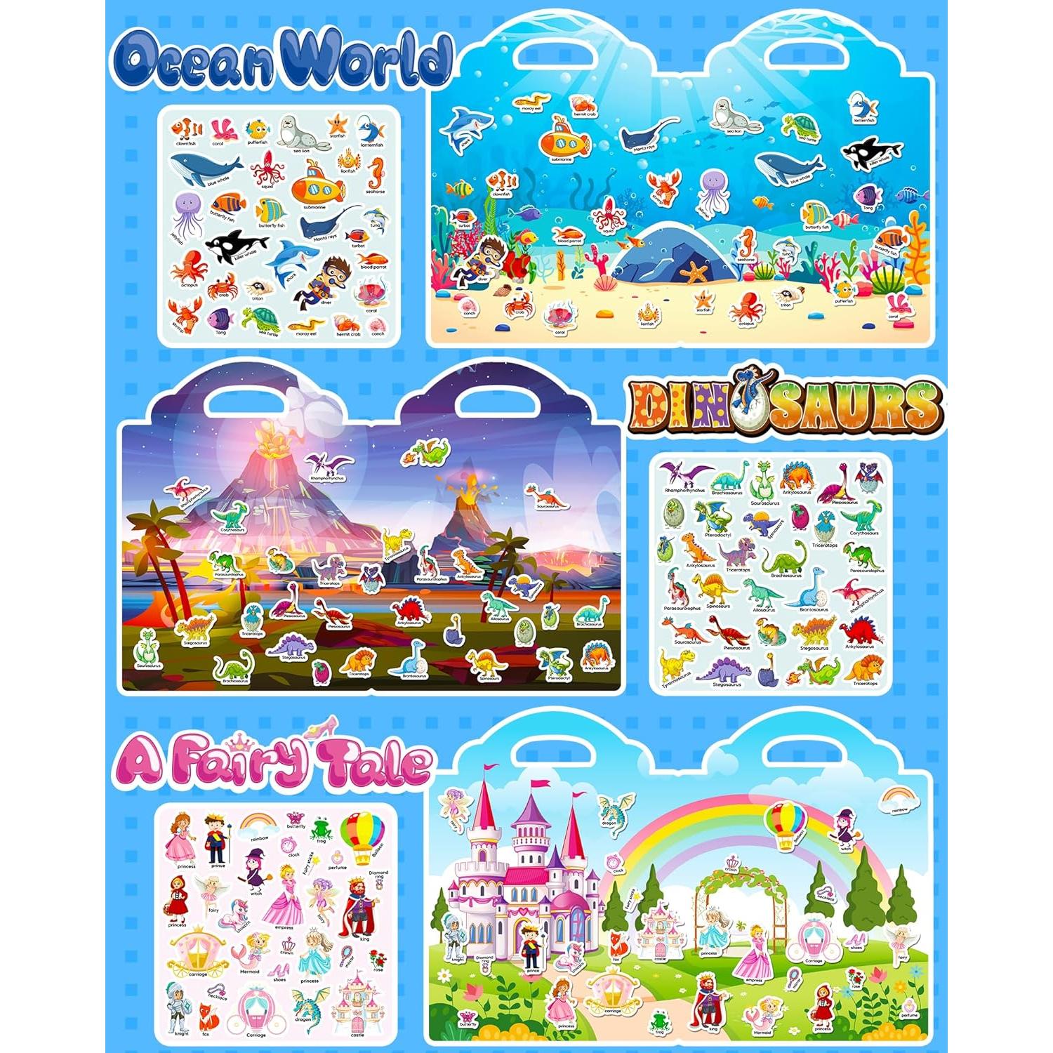 Libro de Pegatinas Reutilizables Walenced 6 Temas 2-4 Años