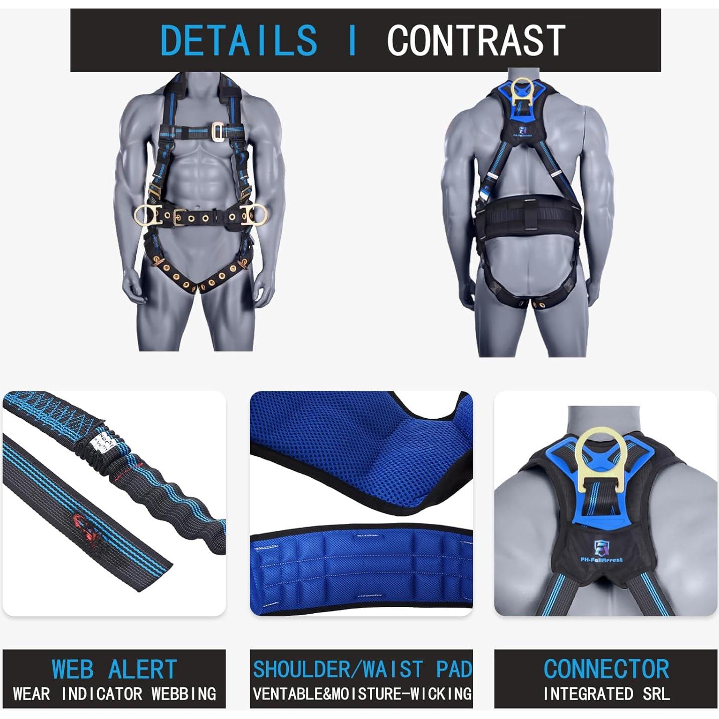 Arnés de Seguridad FHFallArrest 5 Puntos Acolchado 190 kg