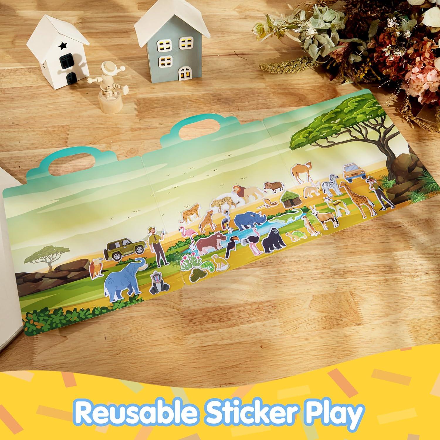 Libro de Pegatinas Reutilizables JOYIN Safari 3D para Niños