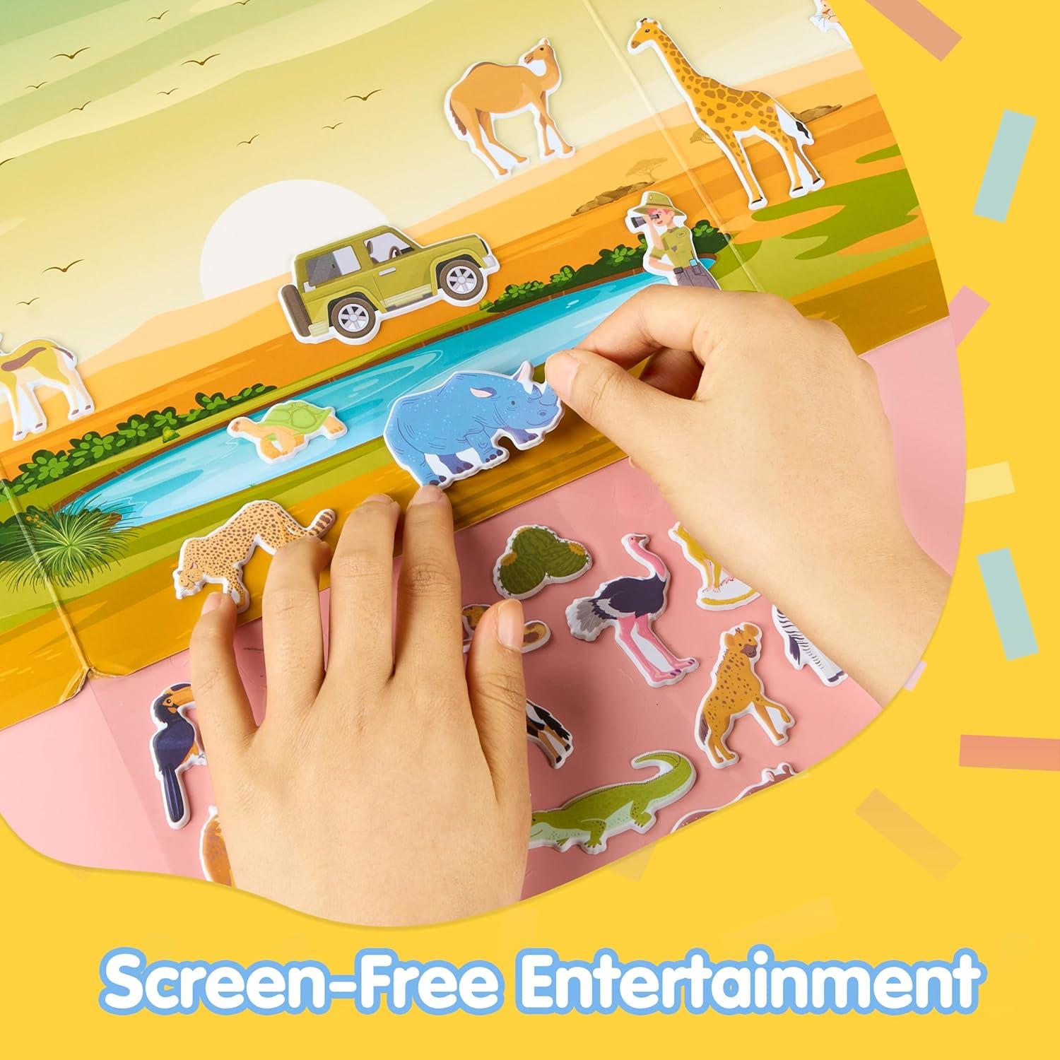 Libro de Pegatinas Reutilizables JOYIN Safari 3D para Niños