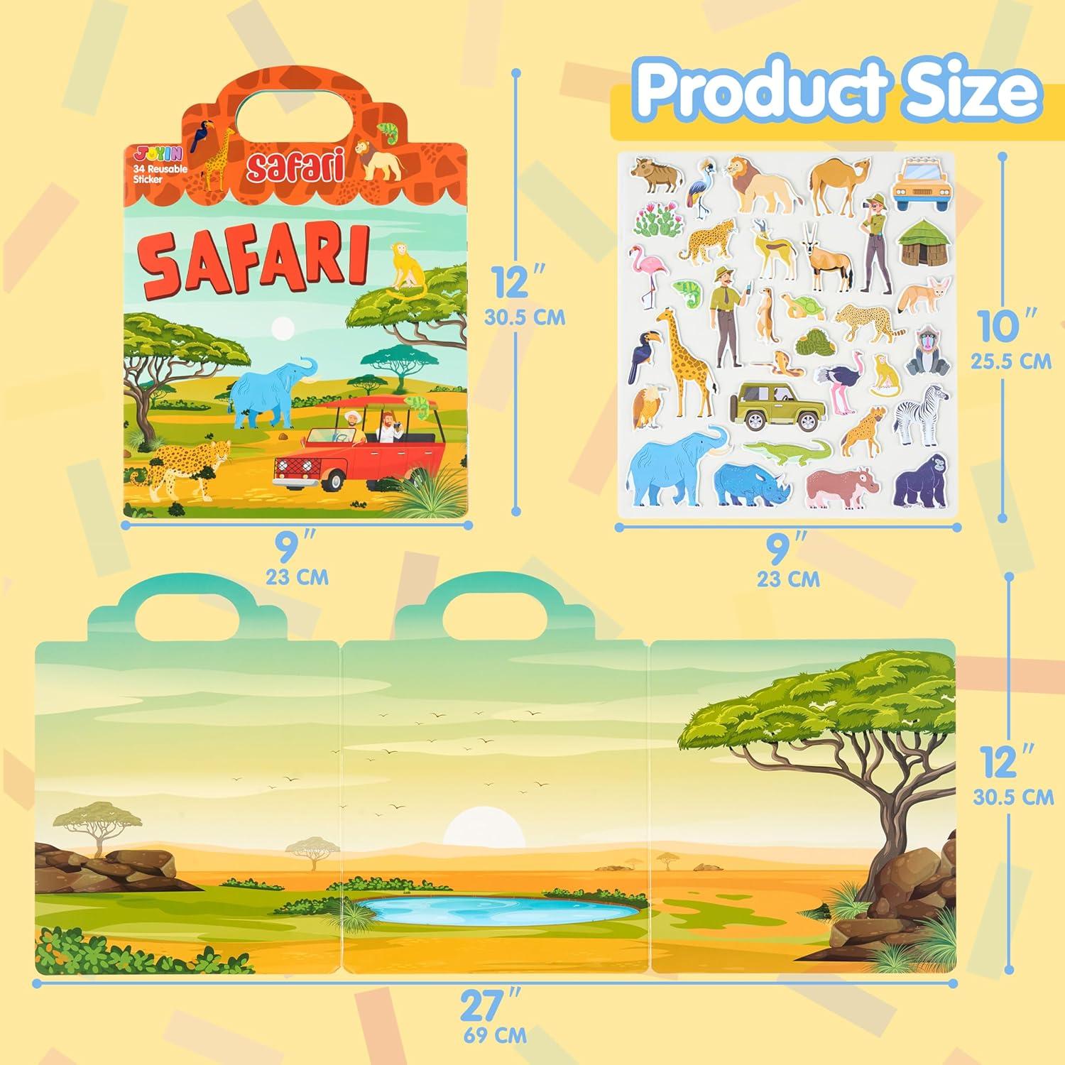 Libro de Pegatinas Reutilizables JOYIN Safari 3D para Niños