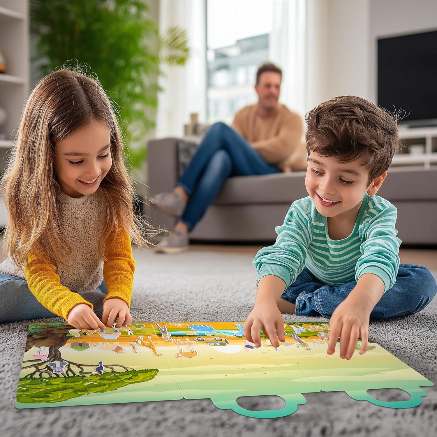 Libro de Pegatinas Reutilizables JOYIN Safari 3D para Niños