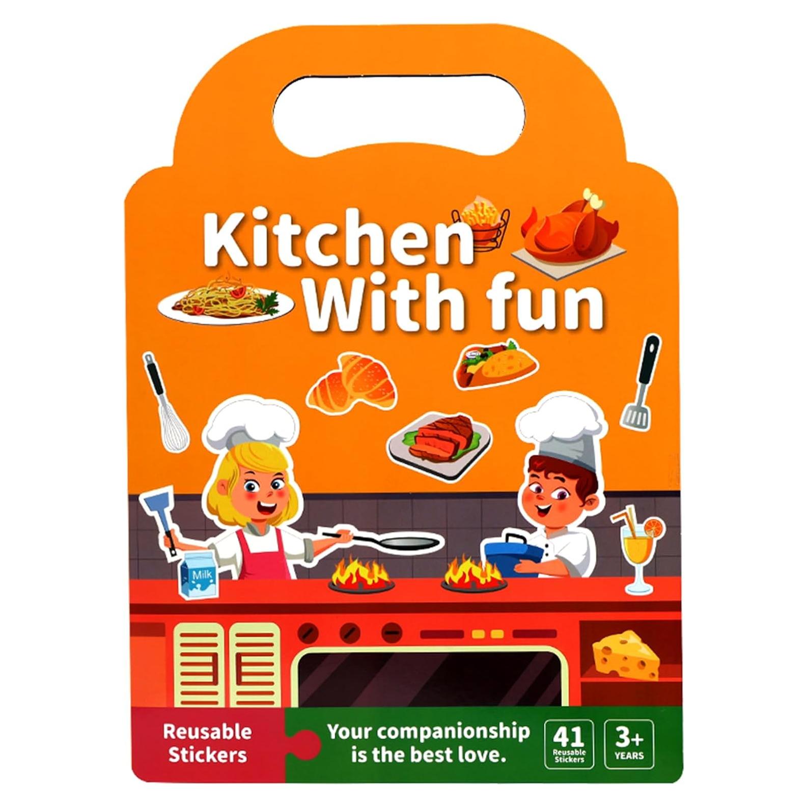 Libro de Pegatinas Reutilizables OCOUYVD Cocina Divertida