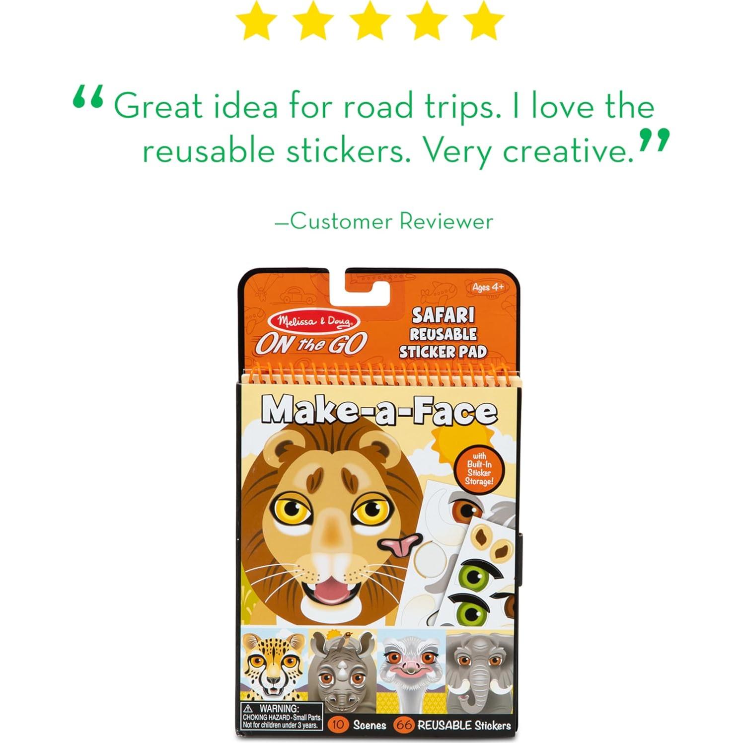 Bloc de Pegatinas Reutilizables Melissa & Doug Safari 66 Piezas