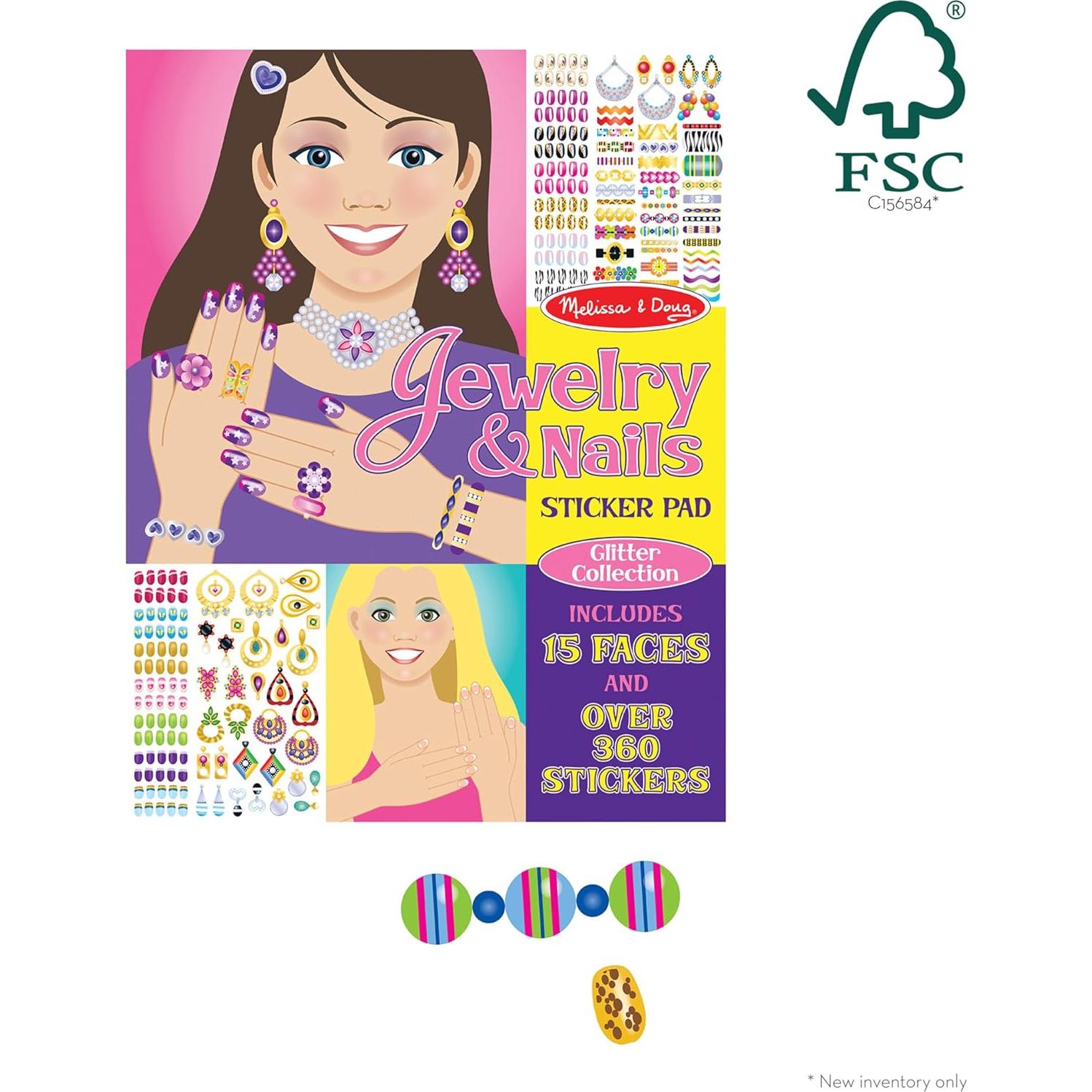 Almohadilla de Calcomanías Joyería y Uñas Melissa & Doug - 360+ Calcomanías