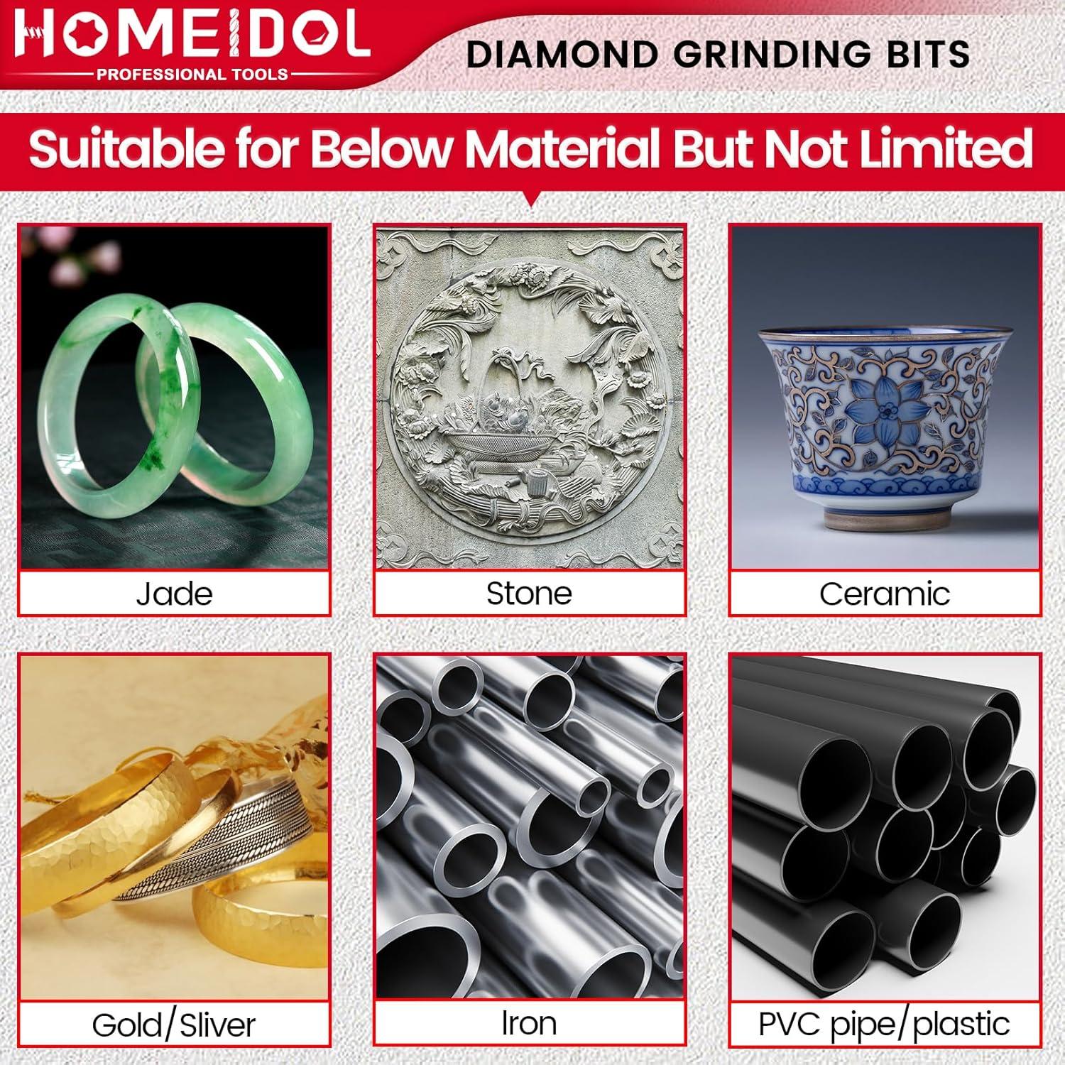 Juego de 20 Puntas de Diamante HOMEIDOL para Dremel 3 mm