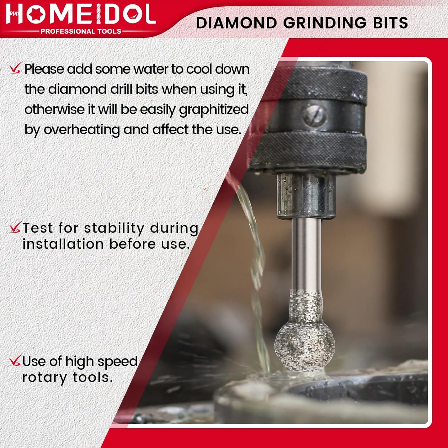 Juego de 20 Puntas de Diamante HOMEIDOL para Dremel 3 mm