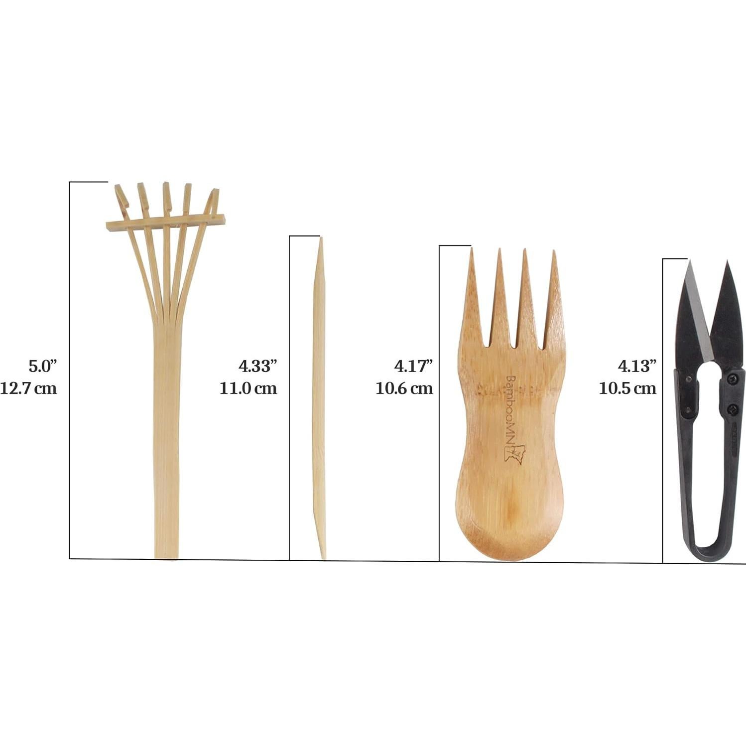 Kit de herramientas para bonsáis BambooMN - 3 tijeras y rastrillo