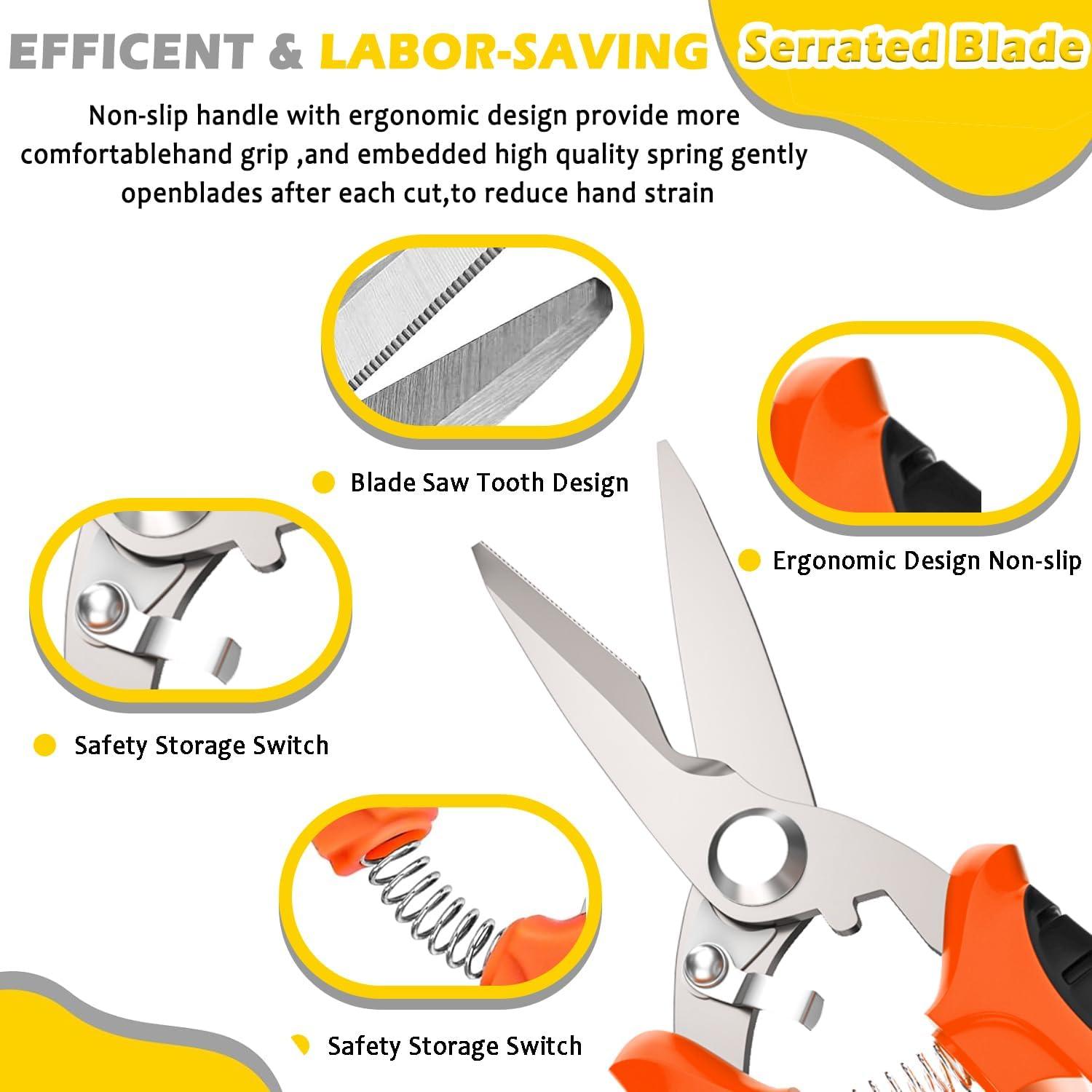 Set de Tijeras de Jardín BamLue 3 Piezas Acero Inoxidable