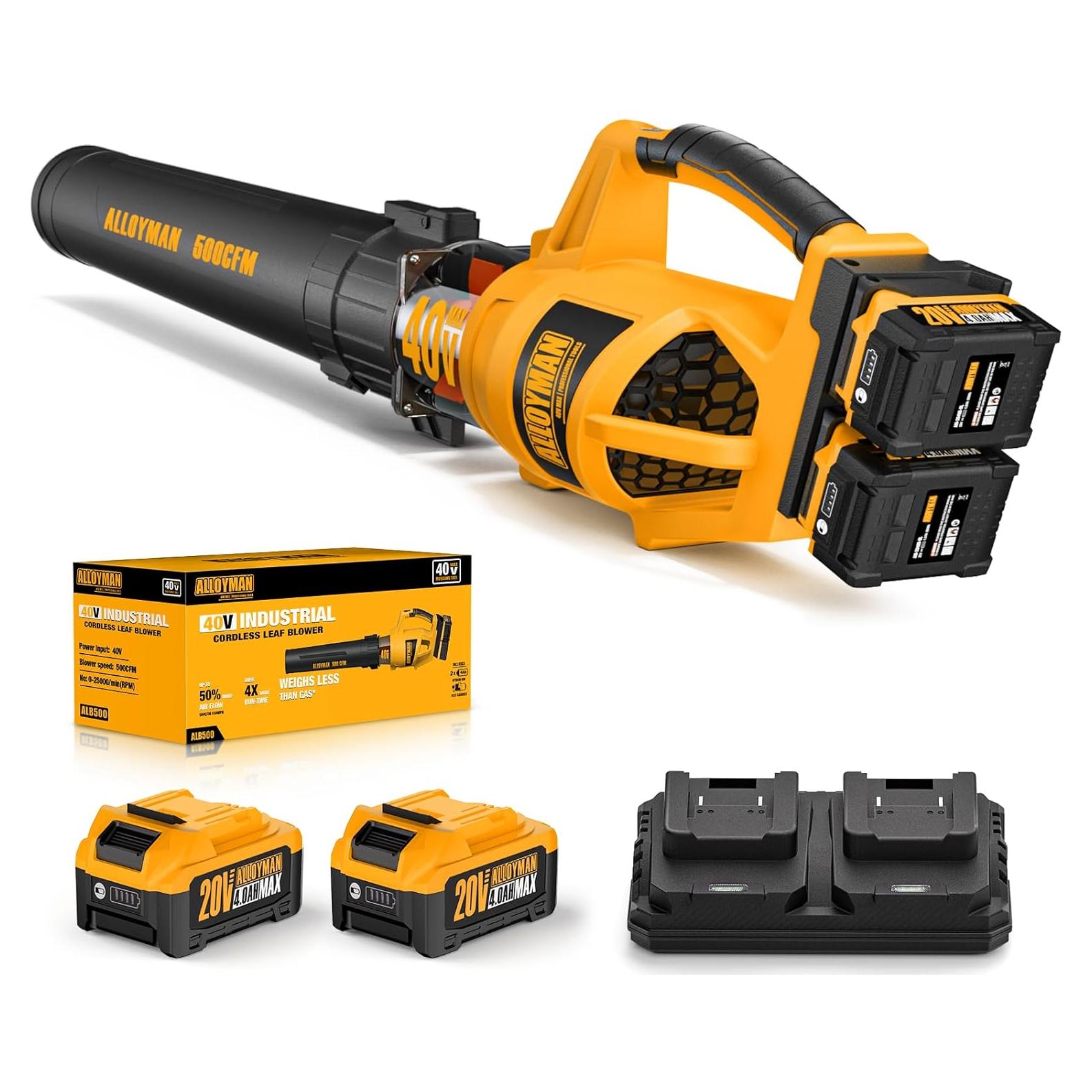 Soplador de Hojas Inalámbrico Alloyman 40V 500CFM Ligero