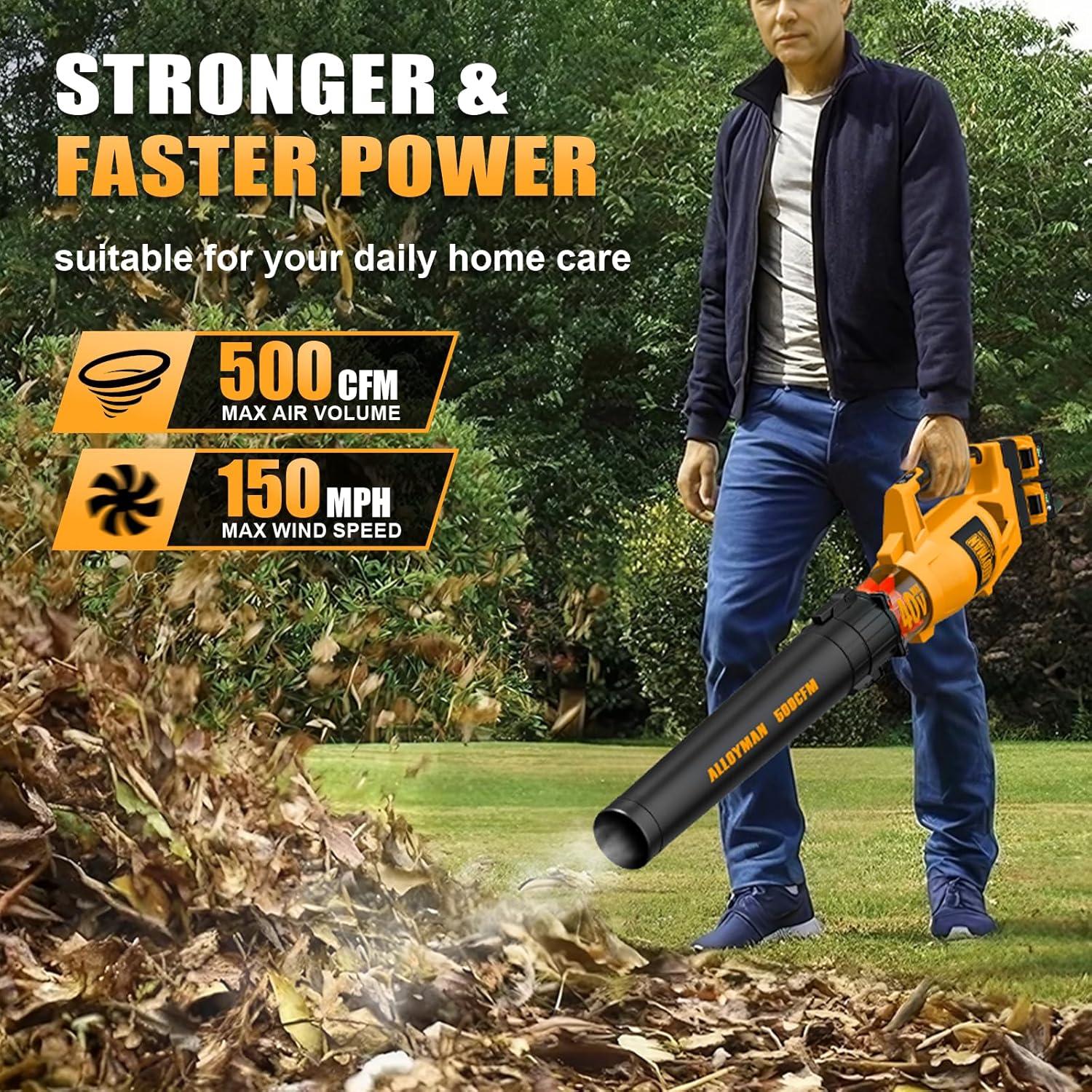 Soplador de Hojas Inalámbrico Alloyman 40V 500CFM Ligero