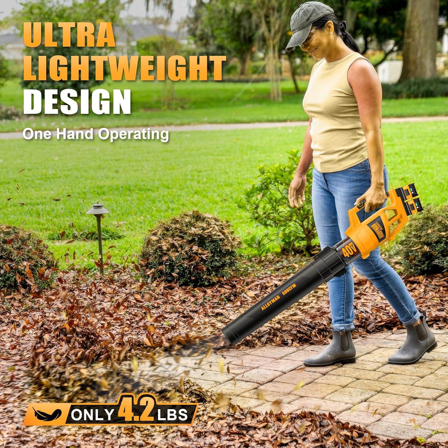 Soplador de Hojas Inalámbrico Alloyman 40V 500CFM Ligero