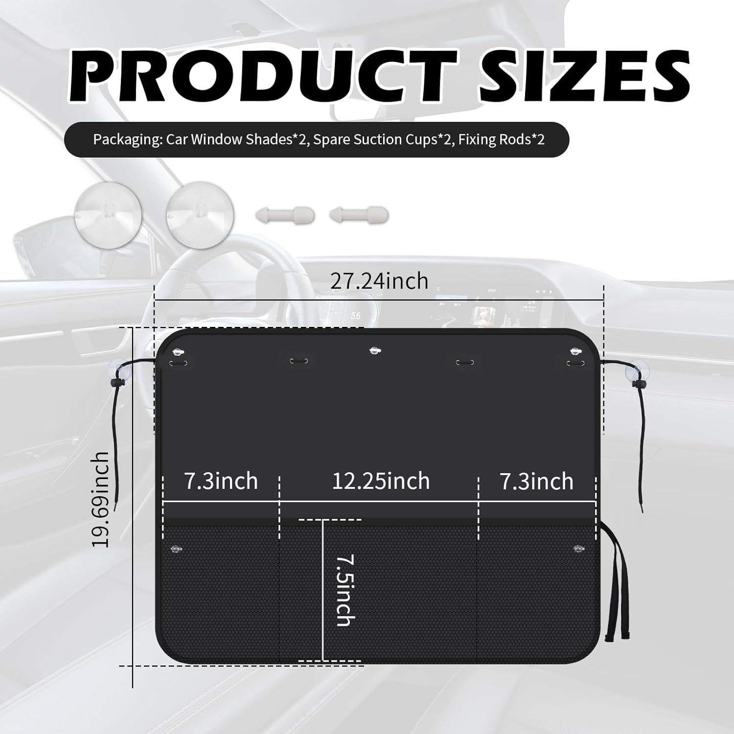 Sombrillas Opacas para Ventanas de Coche IHOTDER 69.1x50 cm