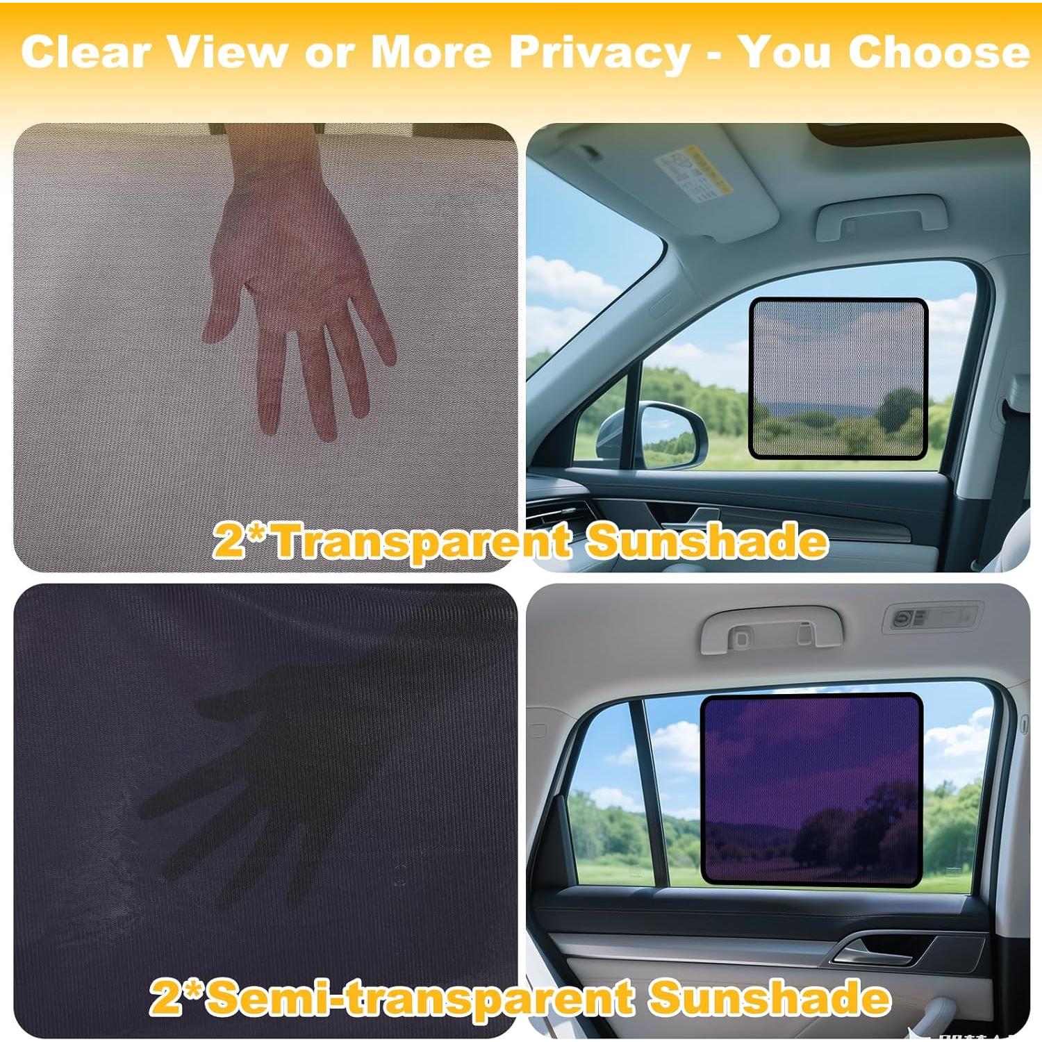 Sombrillas para Ventanas de Auto XCBYT - Paquete de 4, UV y Privacidad