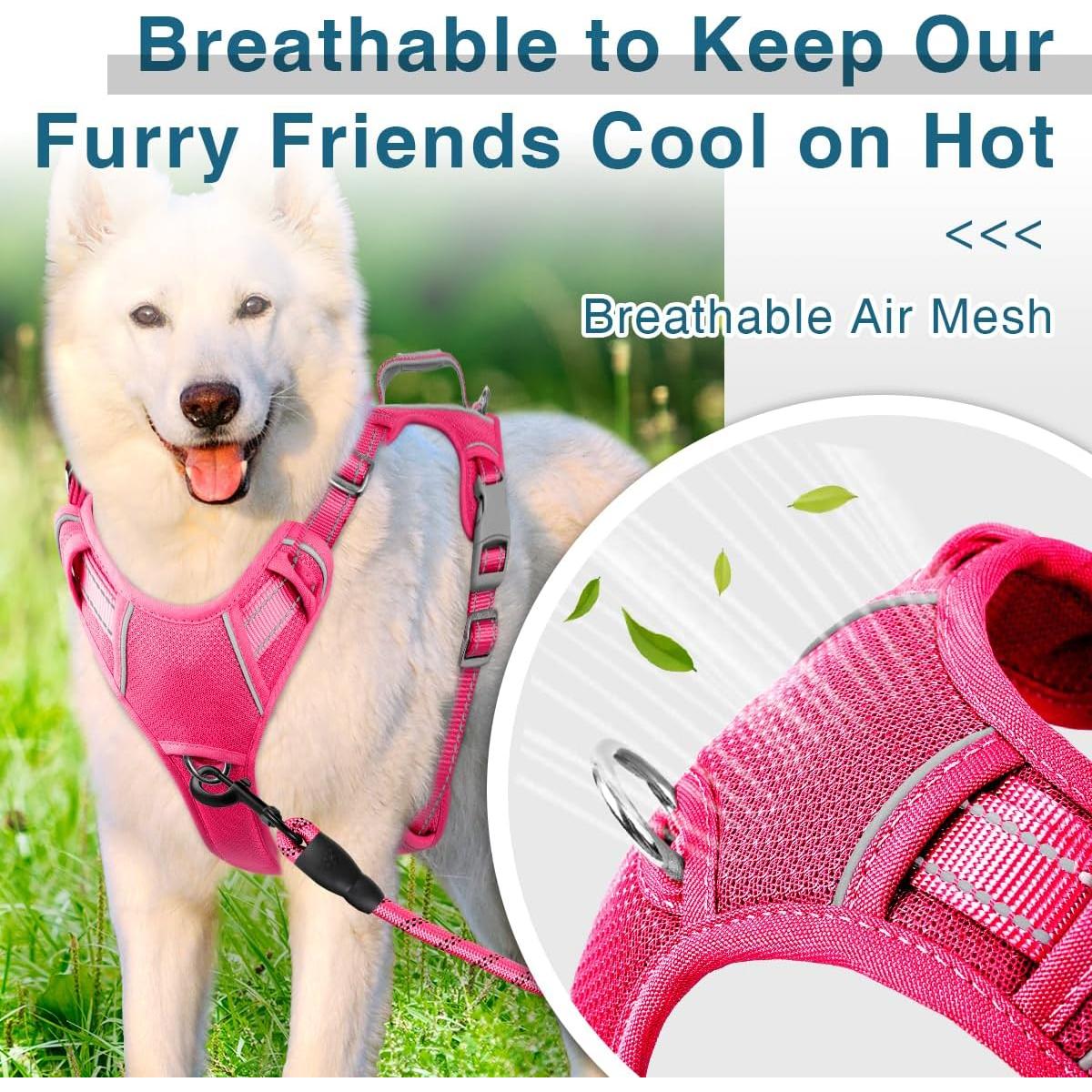 Arnés para Perros BARKBAY Sin Tirones Rosa Grande