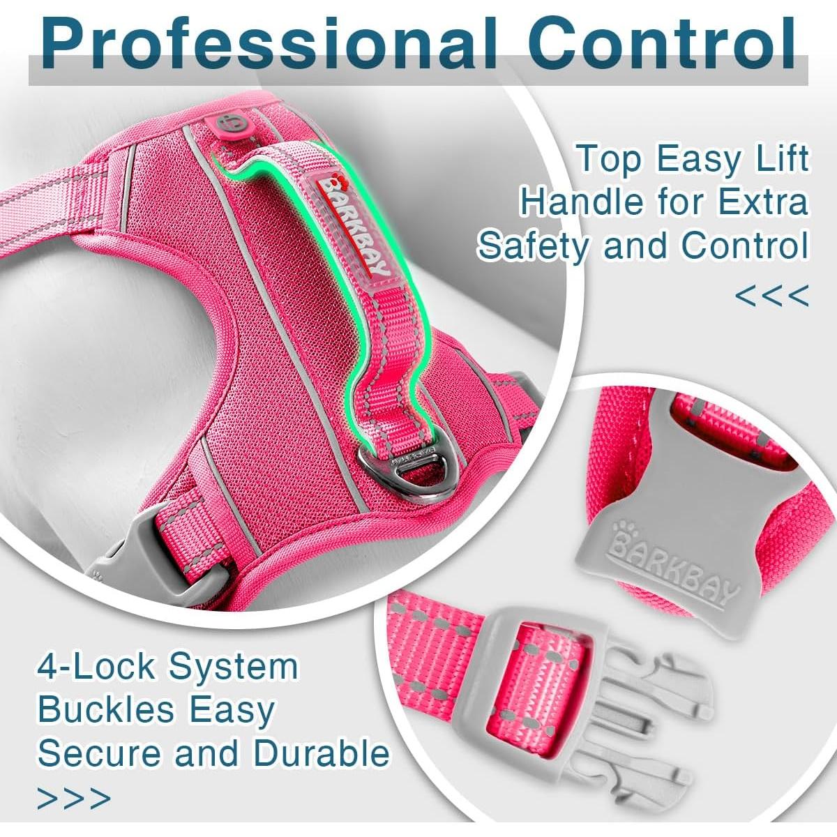 Arnés para Perros BARKBAY Sin Tirones Rosa Grande