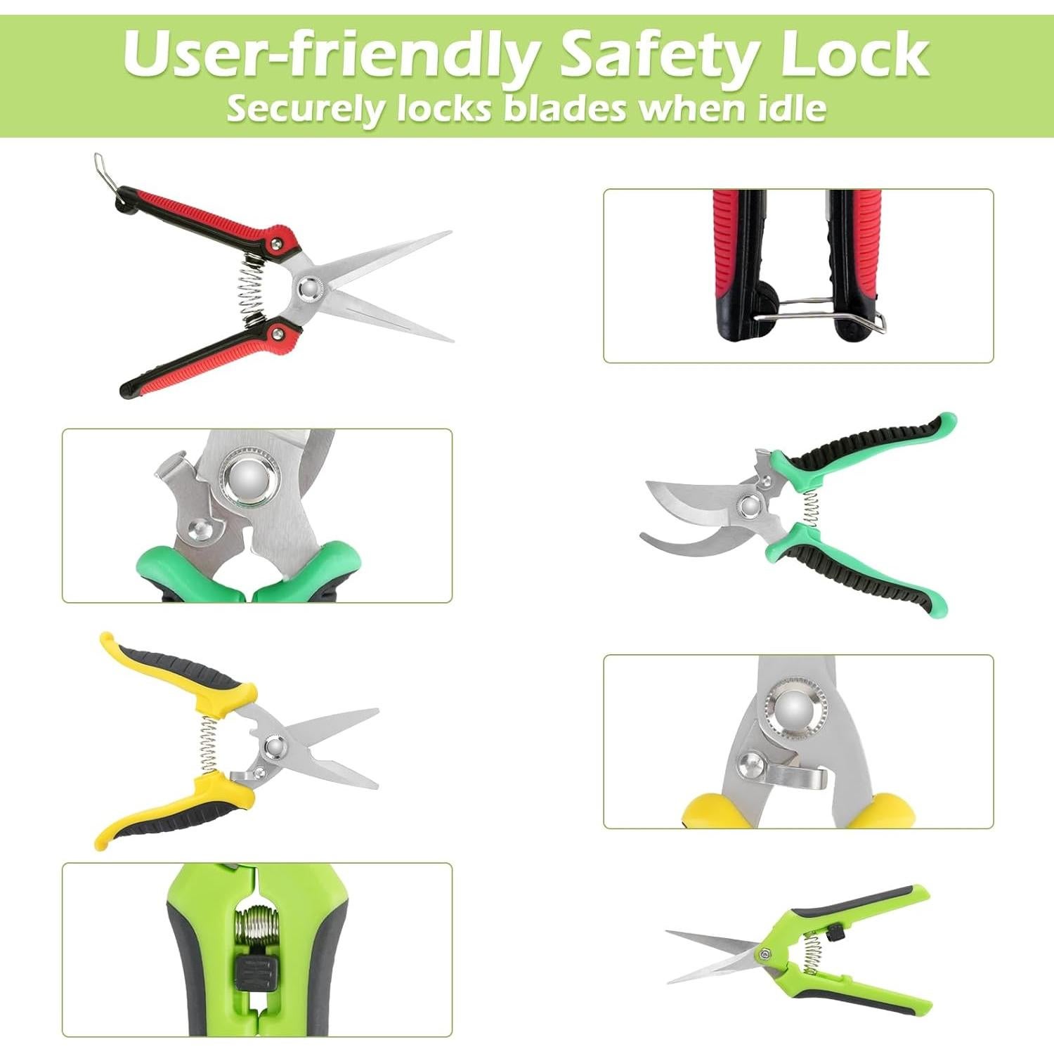 Juego de 6 Tijeras de Jardinería RX-192 con Guantes y Bolsa