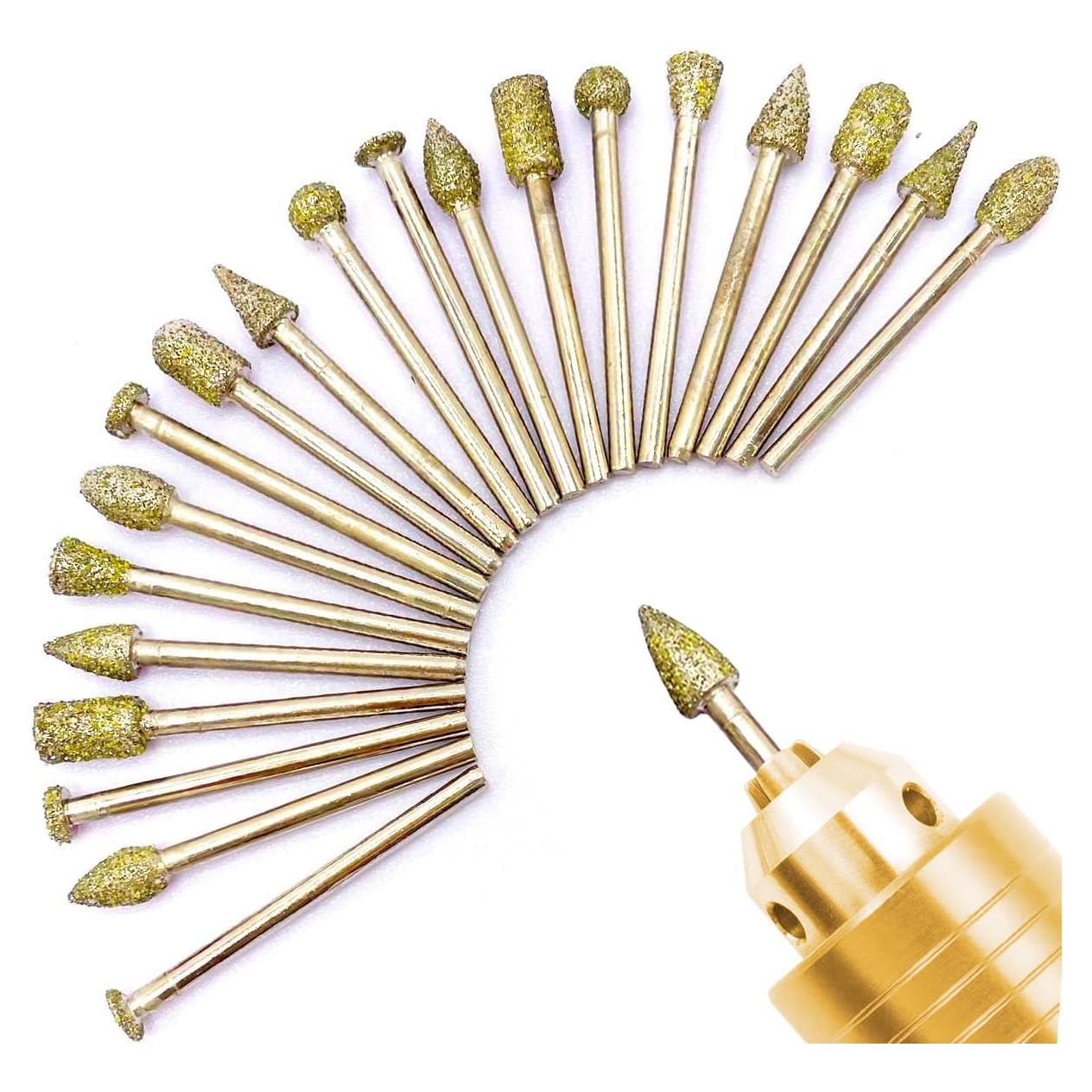 Juego de Brocas de Pulido de Diamante Zeromall 20 Piezas 3 mm