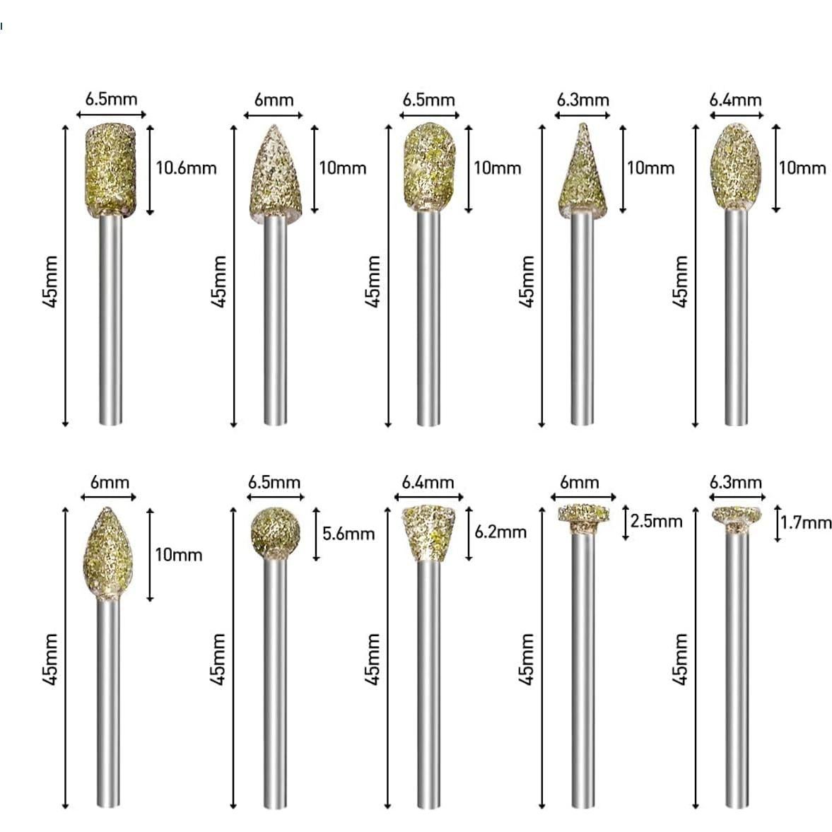 Juego de Brocas de Pulido de Diamante Zeromall 20 Piezas 3 mm
